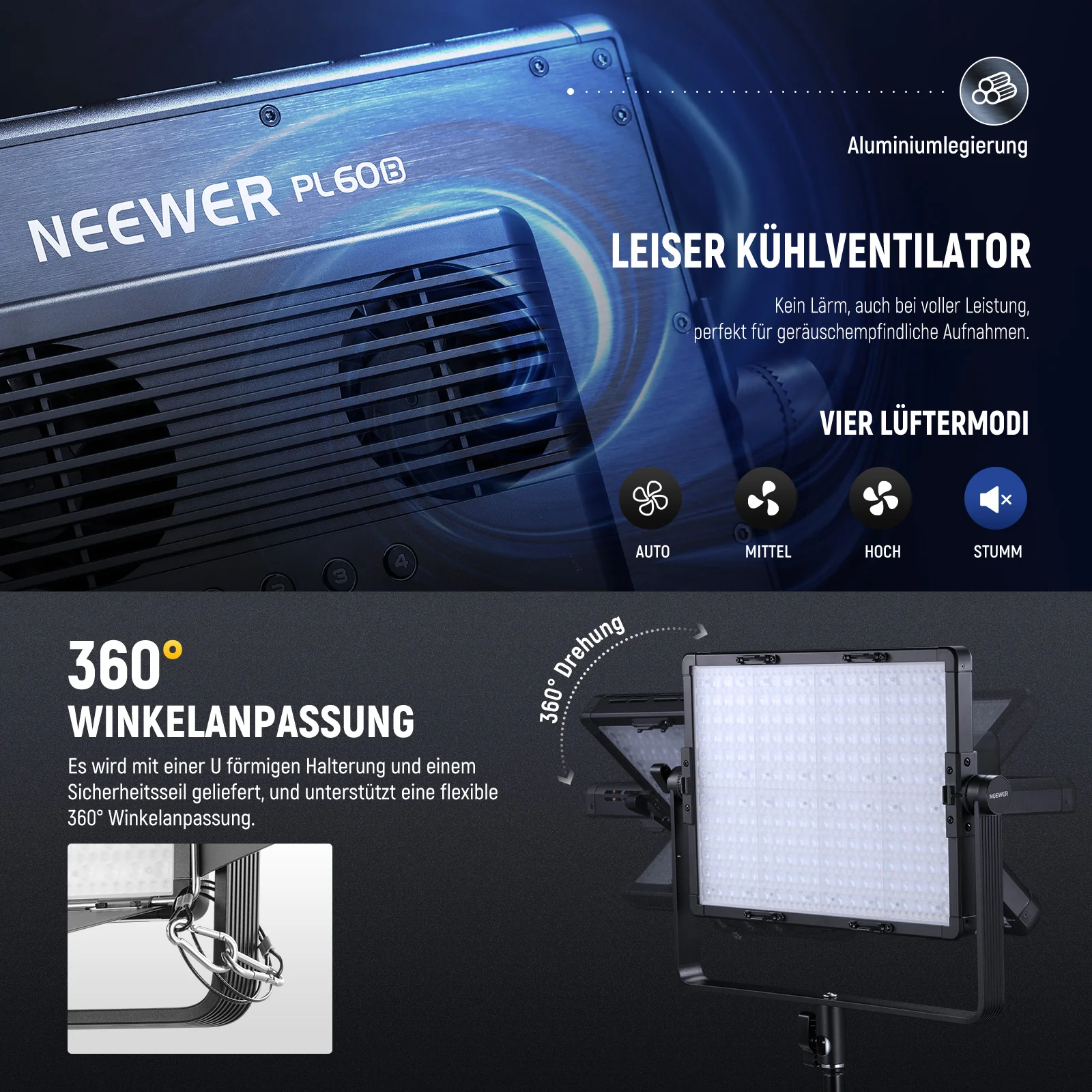 NEEWER PL60B 60W Bi-Color LED Panel Videolicht - Image 8