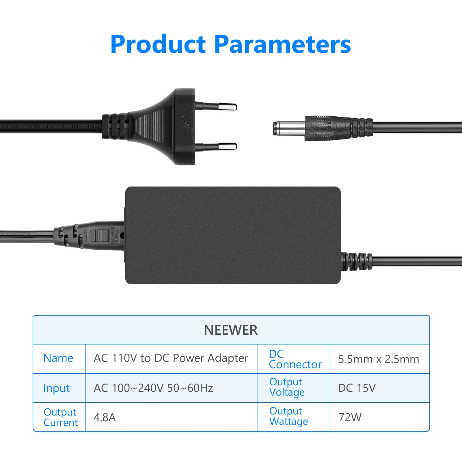 NEEWER Fotografie AC 220 V zu DC 15 V Netzteil Adapter für Ringlicht - Image 4