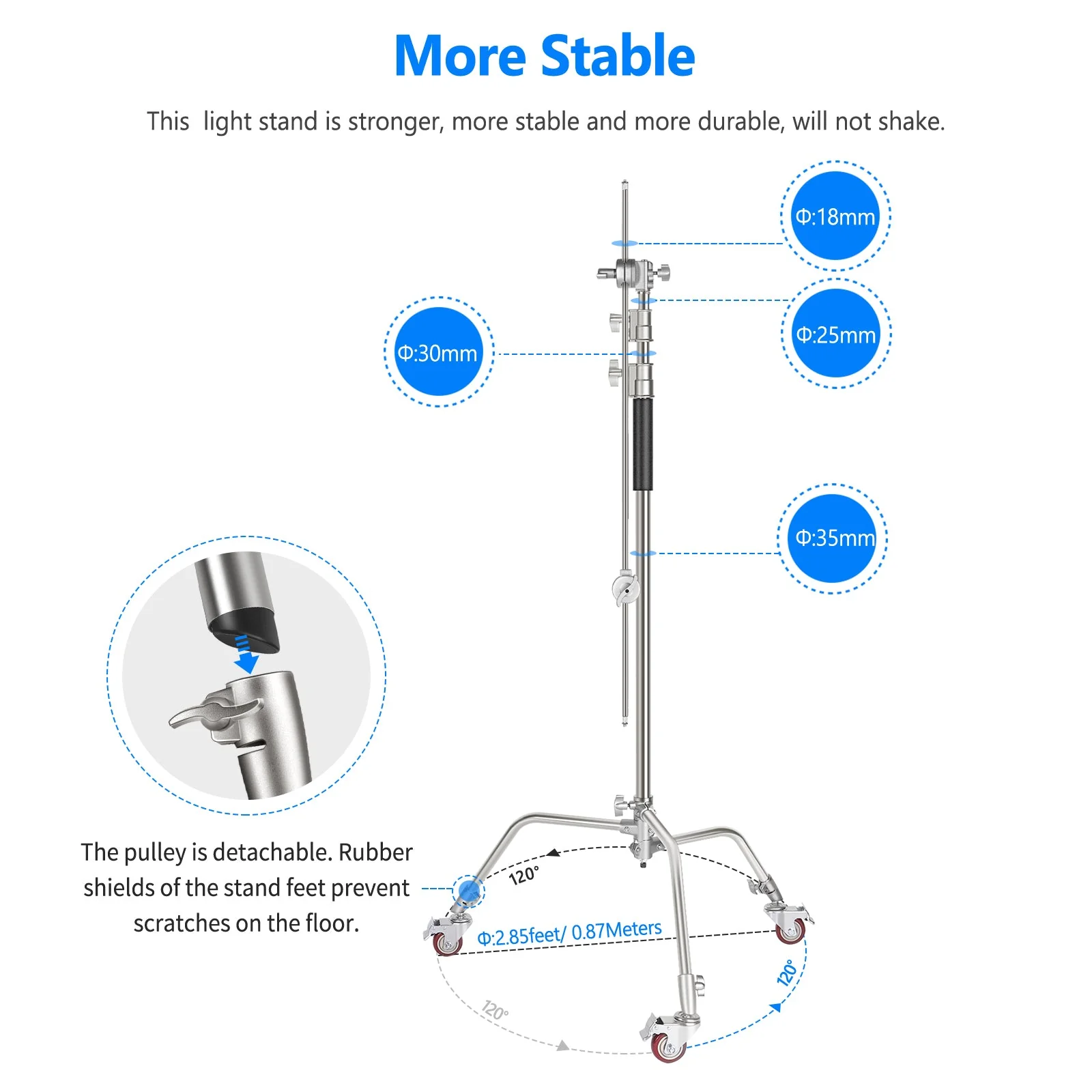 NEEWER 335cm C-Stand Lampenstativ mit Auslegerarm & Rollen - Image 6