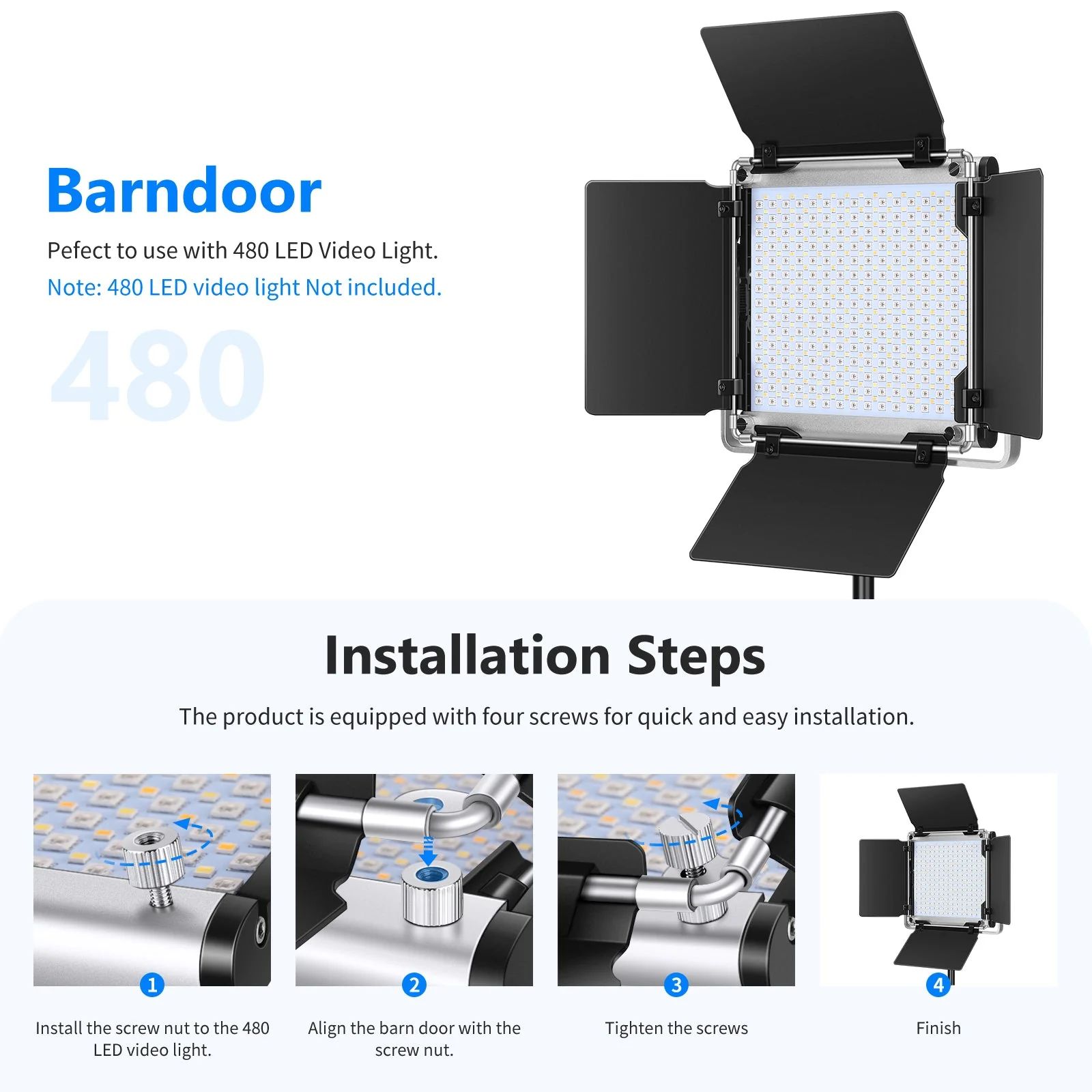 NEEWER Profi LED-Videoleuchte Barndoor für Neewer 480 LED-Licht Platte - Image 2