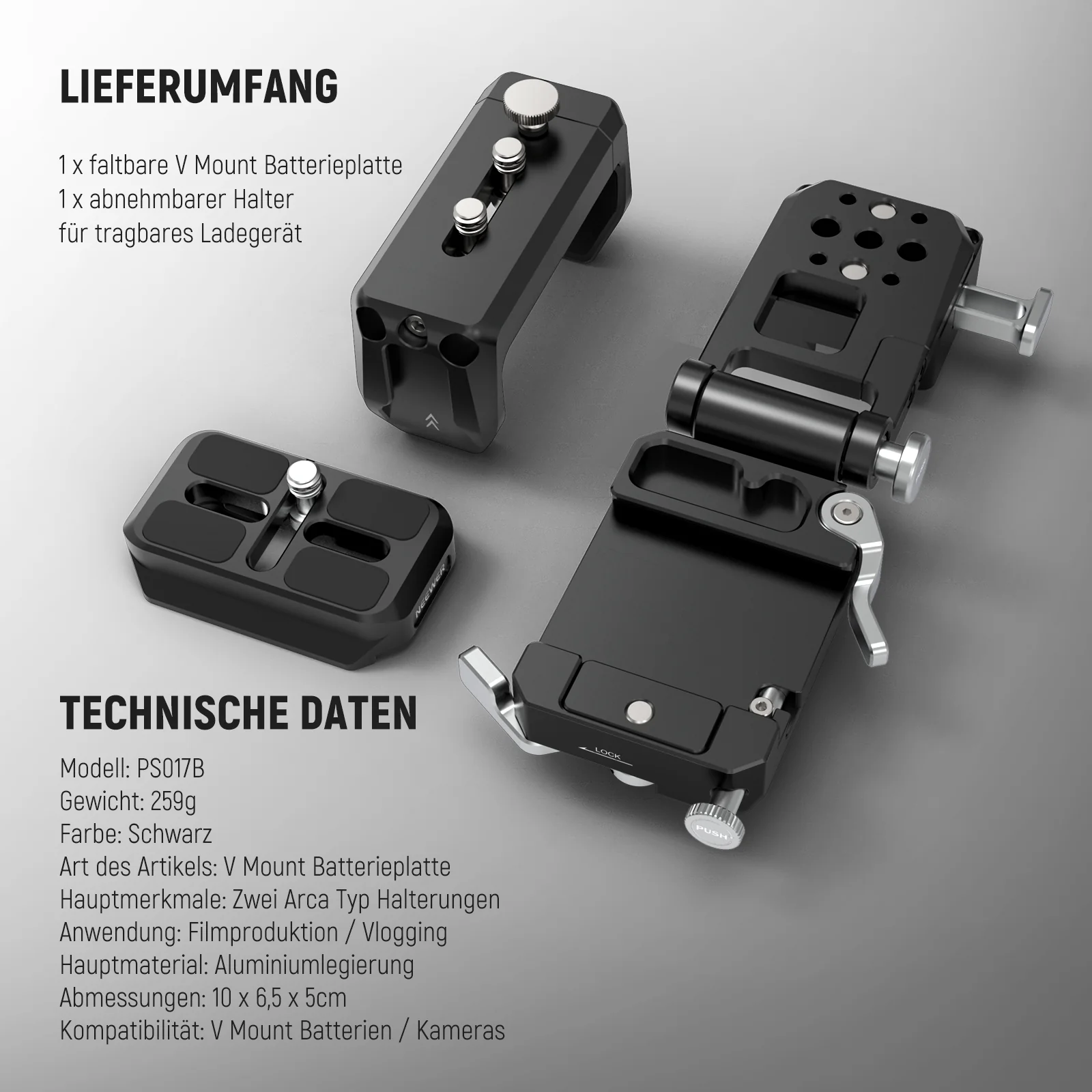 NEEWER PS017B Leichte V-Mount Akkuplatte - Image 7