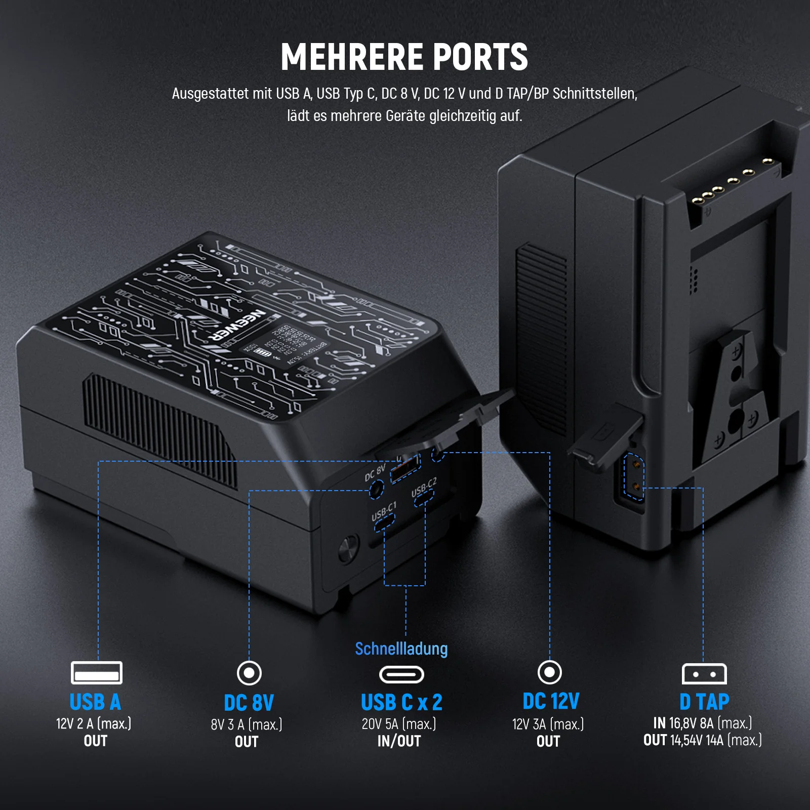NEEWER PS099S 6800mAh 99Wh Mini V Mount Akku mit APP Steuerung - Image 5