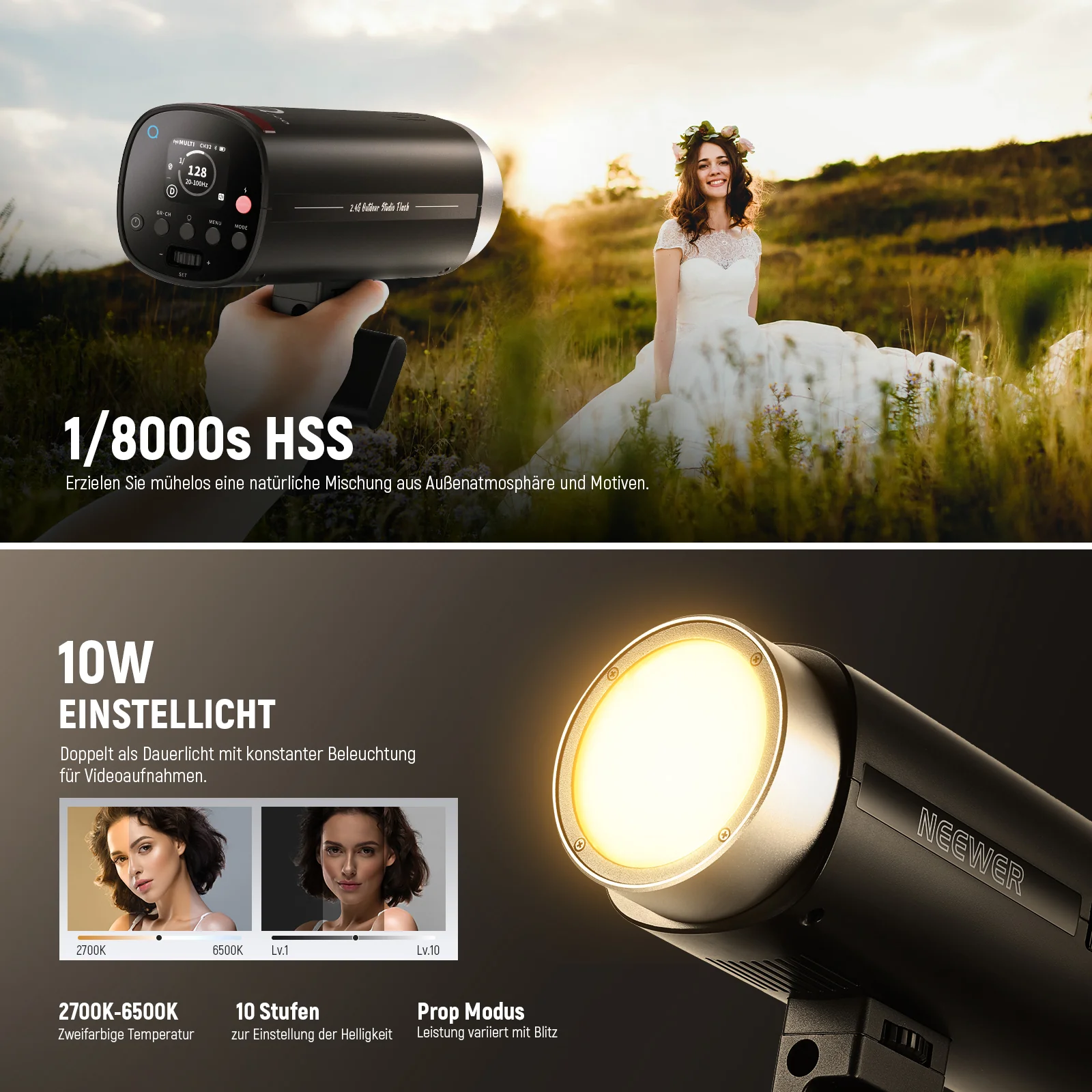 NEEWER Q200 200Ws 2,4G TTL Blitzlicht im Freien - Image 4