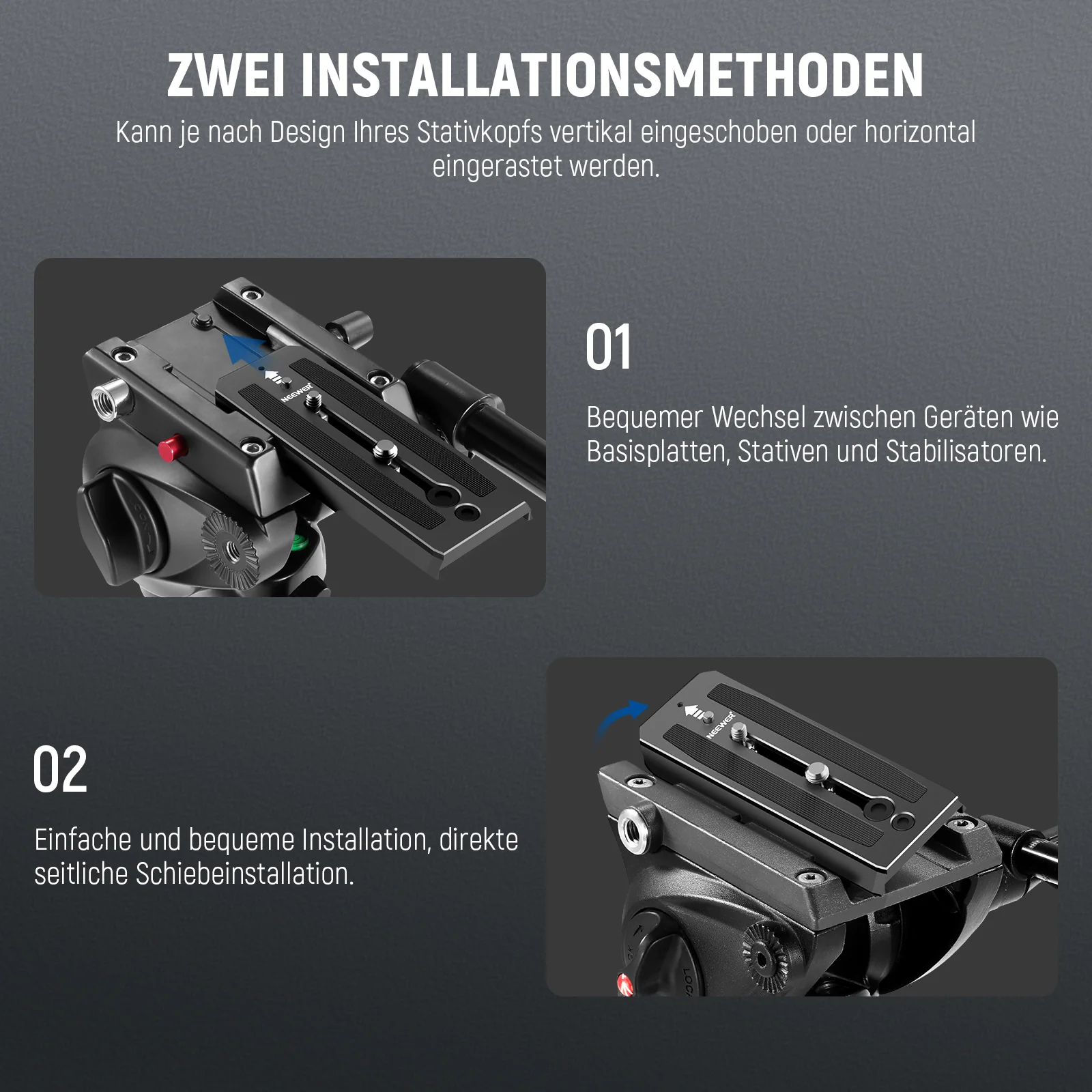 NEEWER QR5 501PL 504PL Schnellwechselplatte kompatibel mit MVH500AH 501HDV - Image 4
