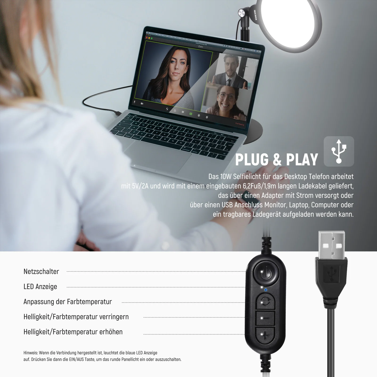 NEEWER BASICS R06 7" Tisch Handy Selfie Licht Set - Image 12