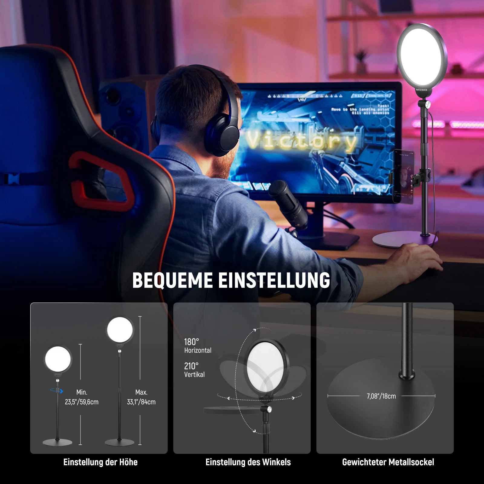 NEEWER BASICS R06 7" Tisch Handy Selfie Licht Set - Image 5