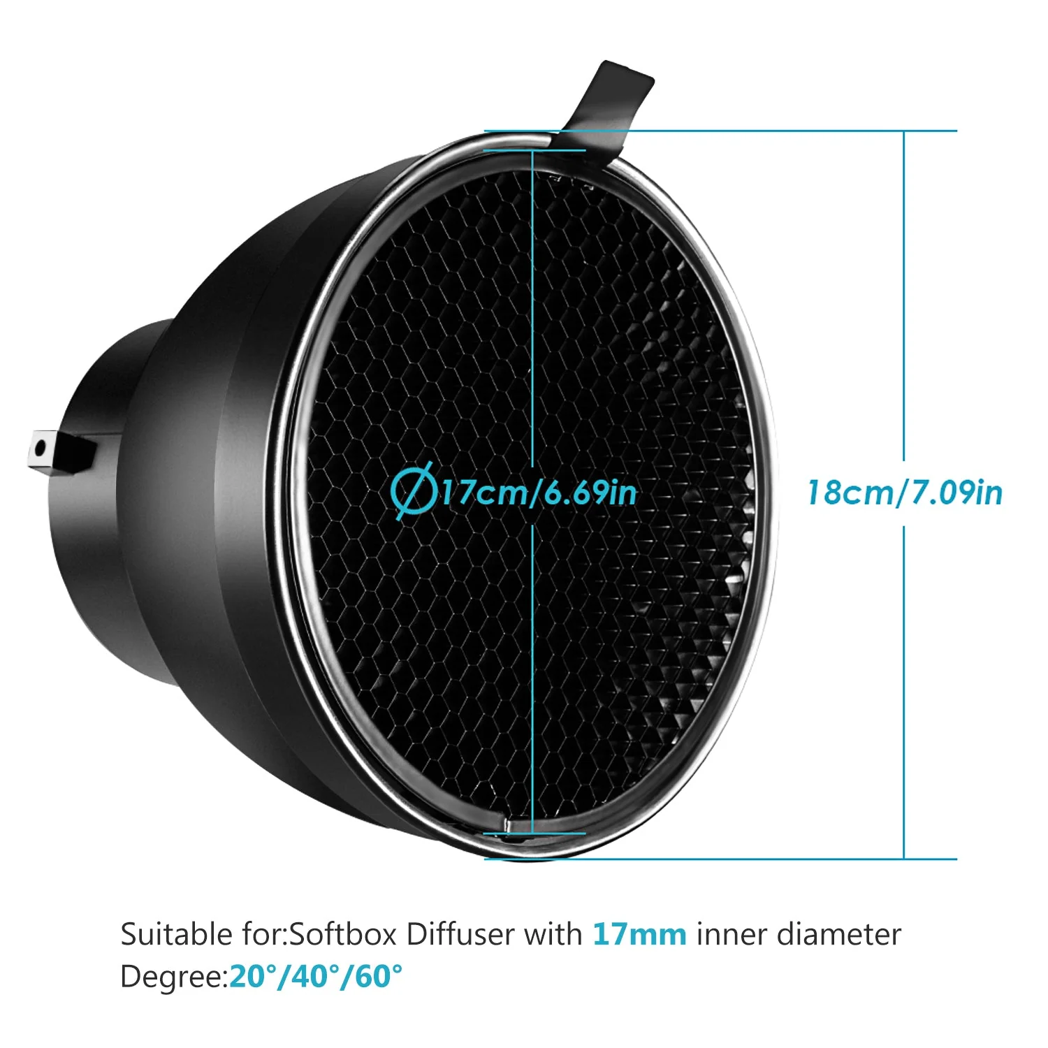 NEEWER Reflektor 7" mit 20/40/60 Grad Honeycomb Gitter - Image 5