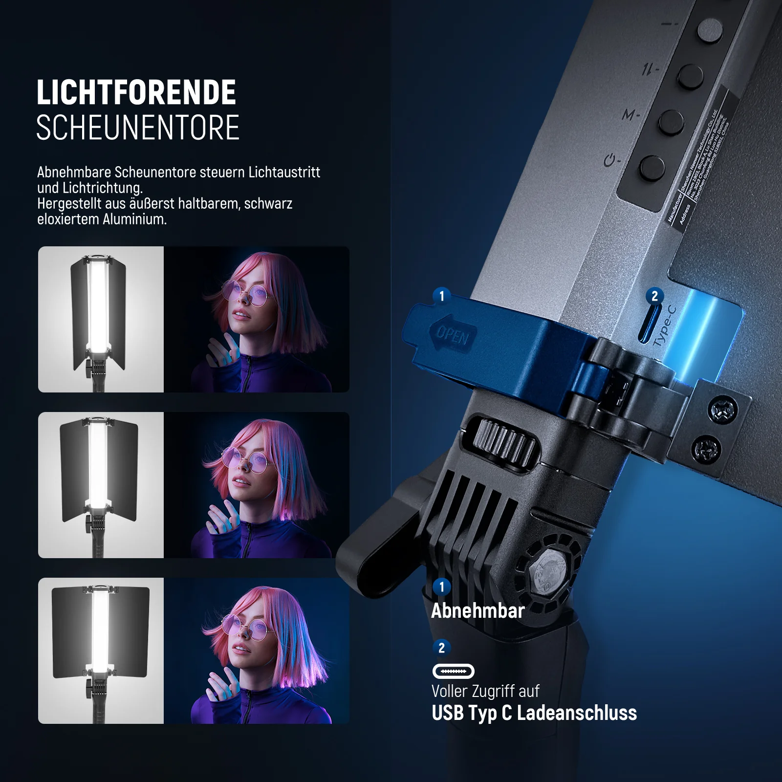 NEEWER RGB1 LED Videoleuchte Lichtstab mit Metall Barndoor - Image 2