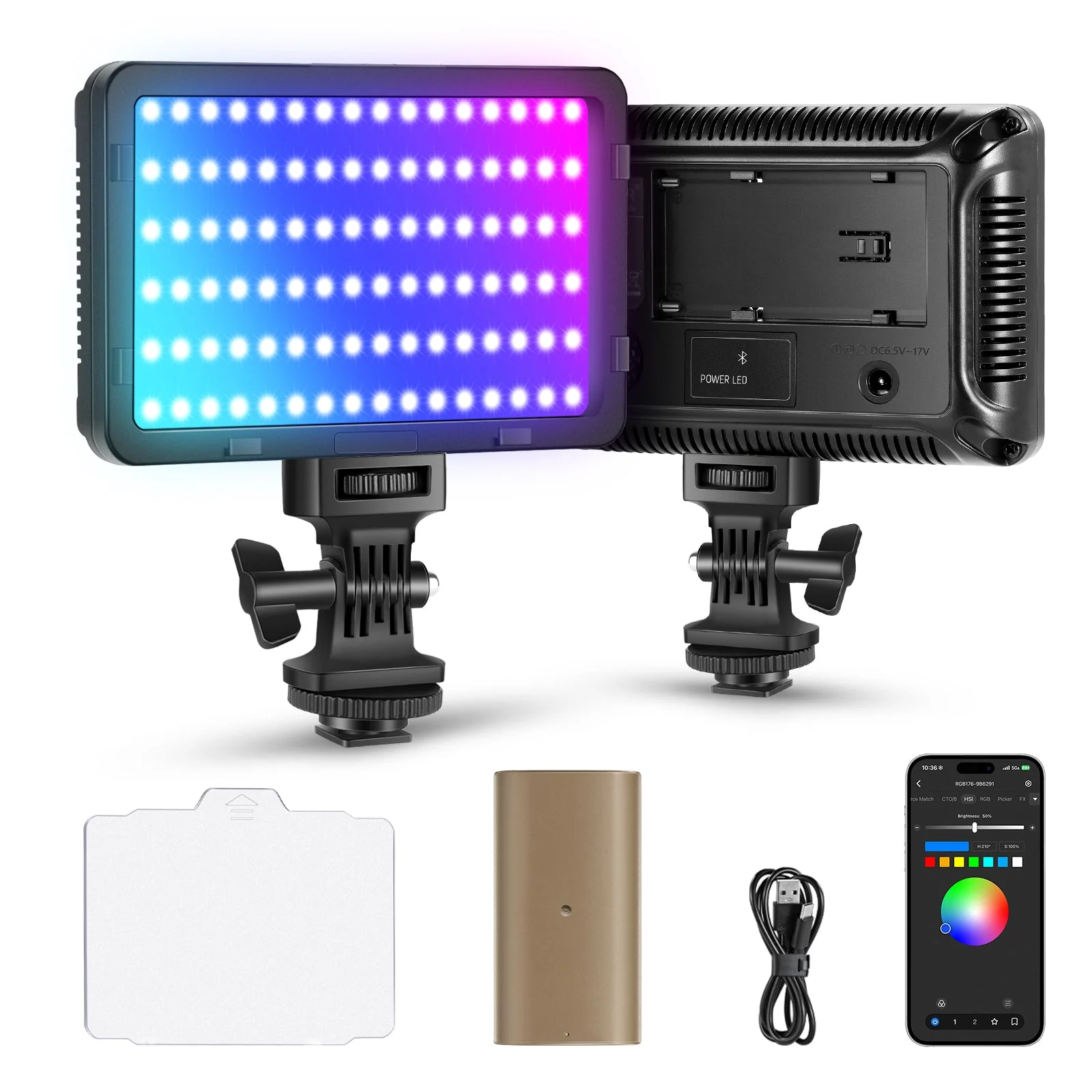 NEEWER RGB176 LED Videolicht mit 4000mAh NP-F750 Ersatzakku