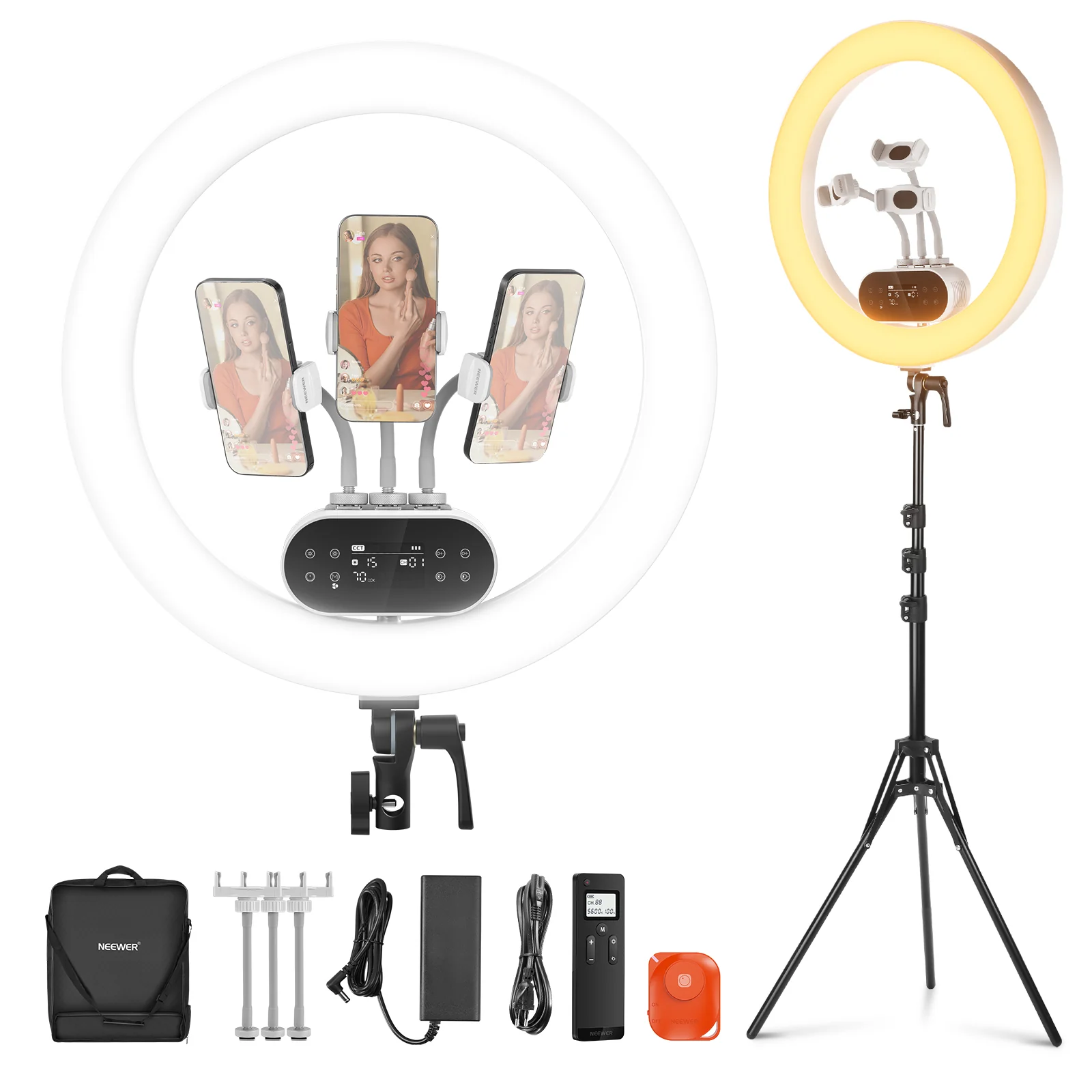 NEEWER RH100B 19" 100W Hochleistungs LED Ringlicht mit Stativständer