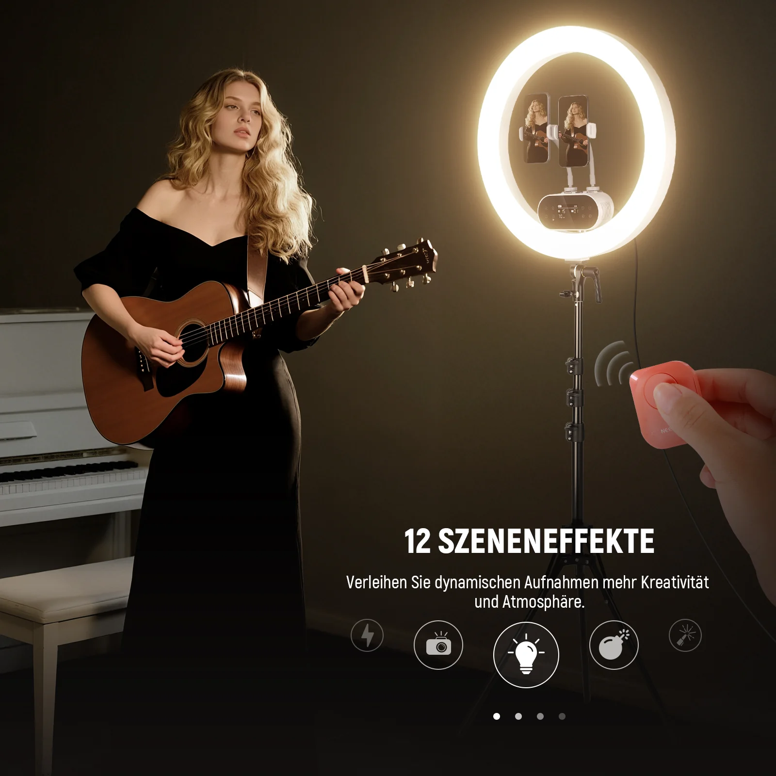 NEEWER RH100B 19" 100W Hochleistungs LED Ringlicht mit Stativständer - Image 4