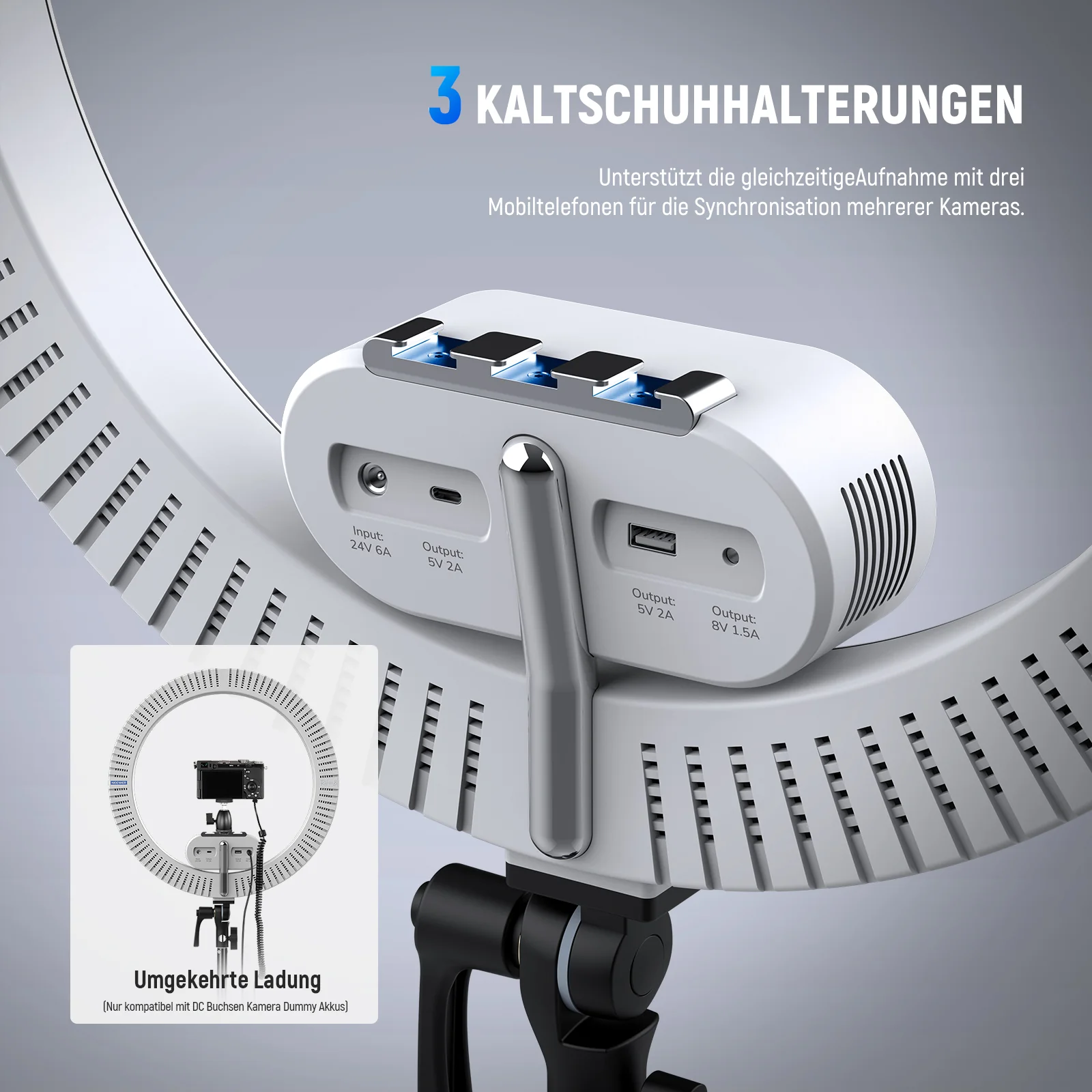 NEEWER RH100B 19" 100W Hochleistungs LED Ringlicht mit Stativständer - Image 6