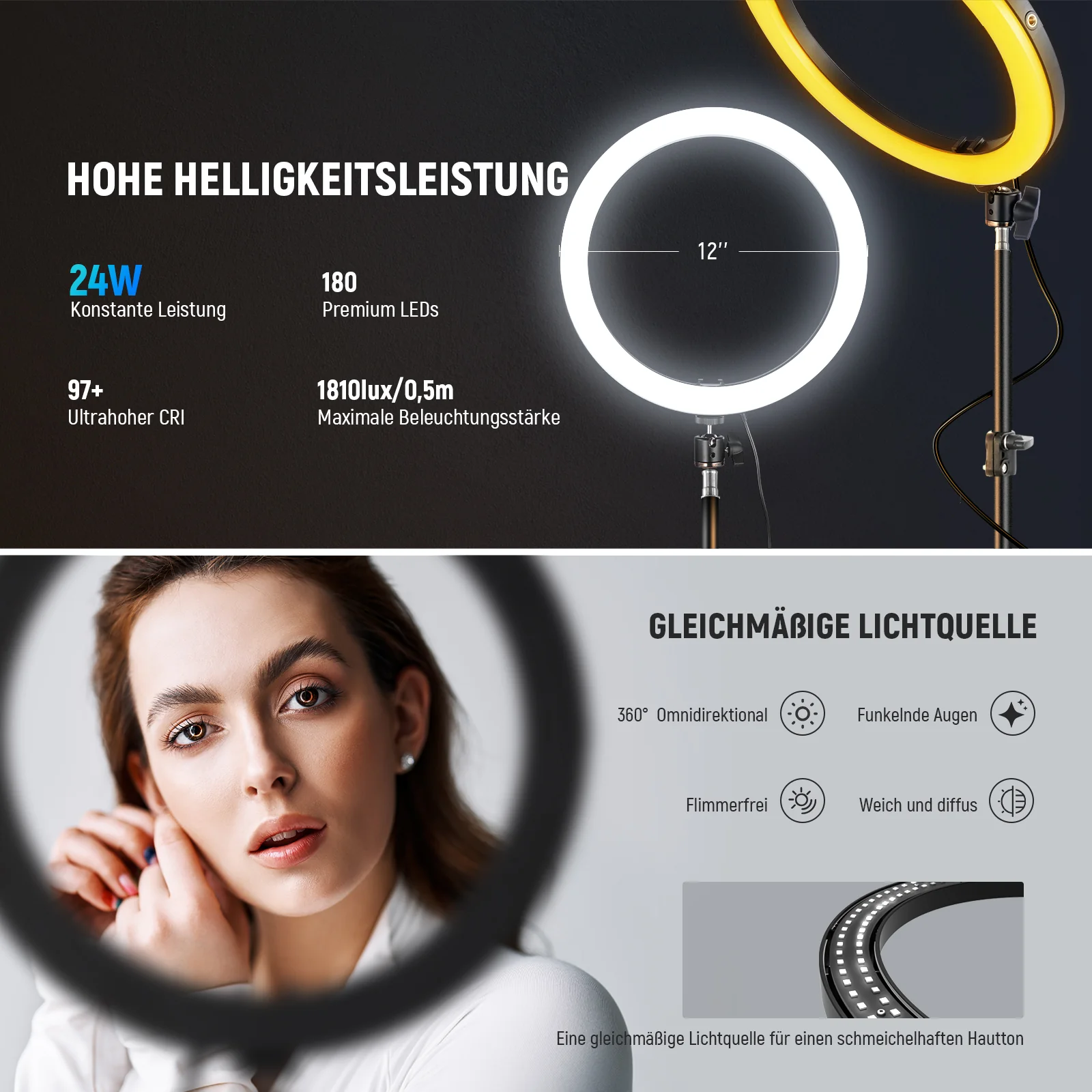 NEEWER RH12B 12" 24W LED Ringlicht - Image 11
