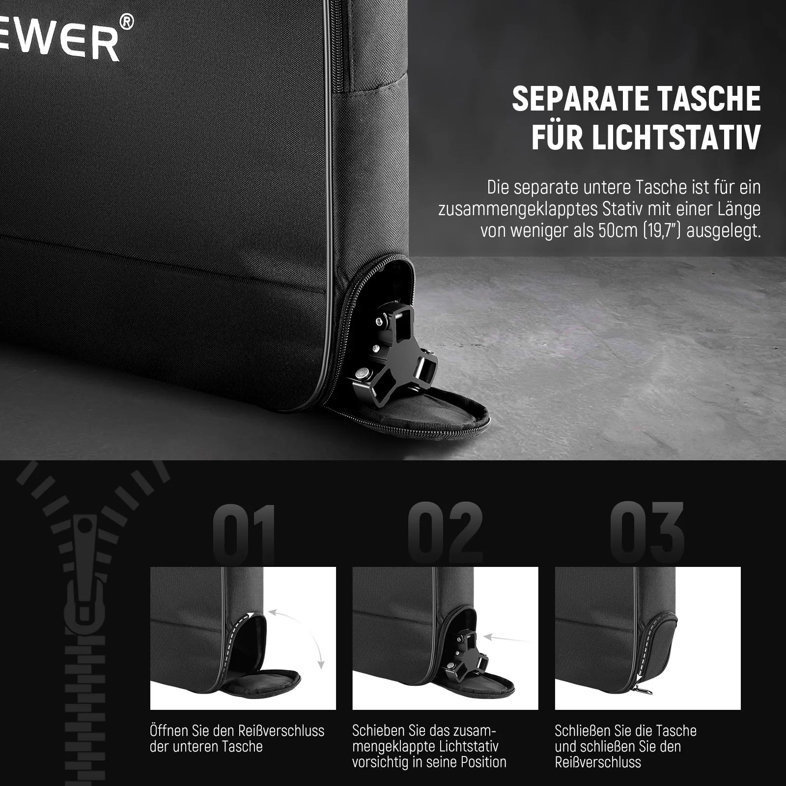 NEEWER RU-011 12" Ringlicht Aufbewahrungstasche für RH12B RH12C RH10B RH8B - Image 5