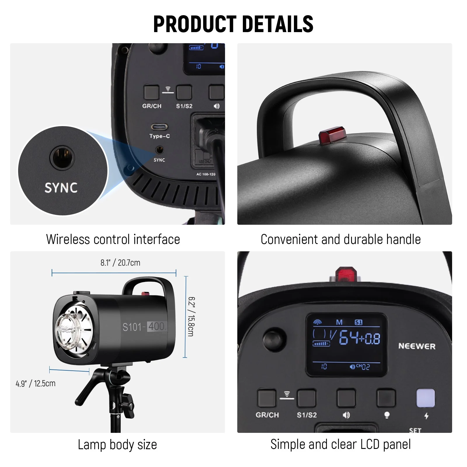 NEEWER S101-400W PRO Studio Strobe Flash Blitzlicht - Image 8