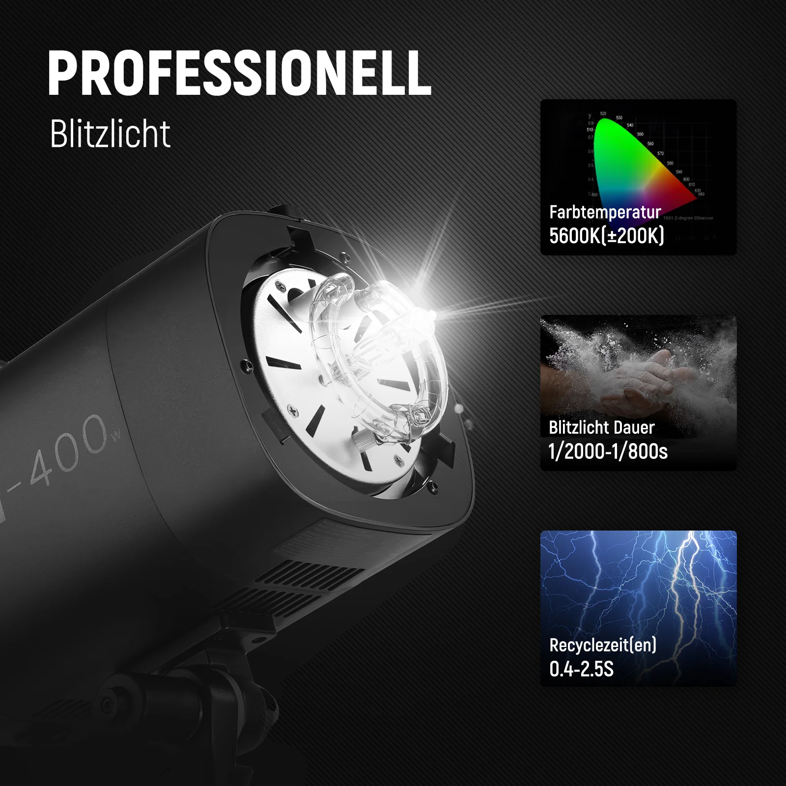 NEEWER S101-400W Studio Strobe Flash Blitzlicht - Image 7