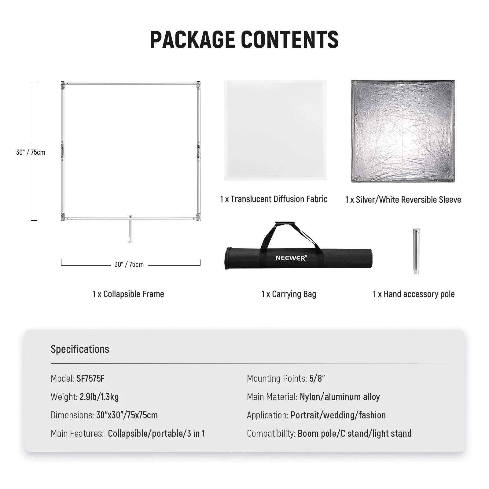 NEEWER SF7575F/ SF9090F Licht Diffusions Panel Scrim Set - Image 8