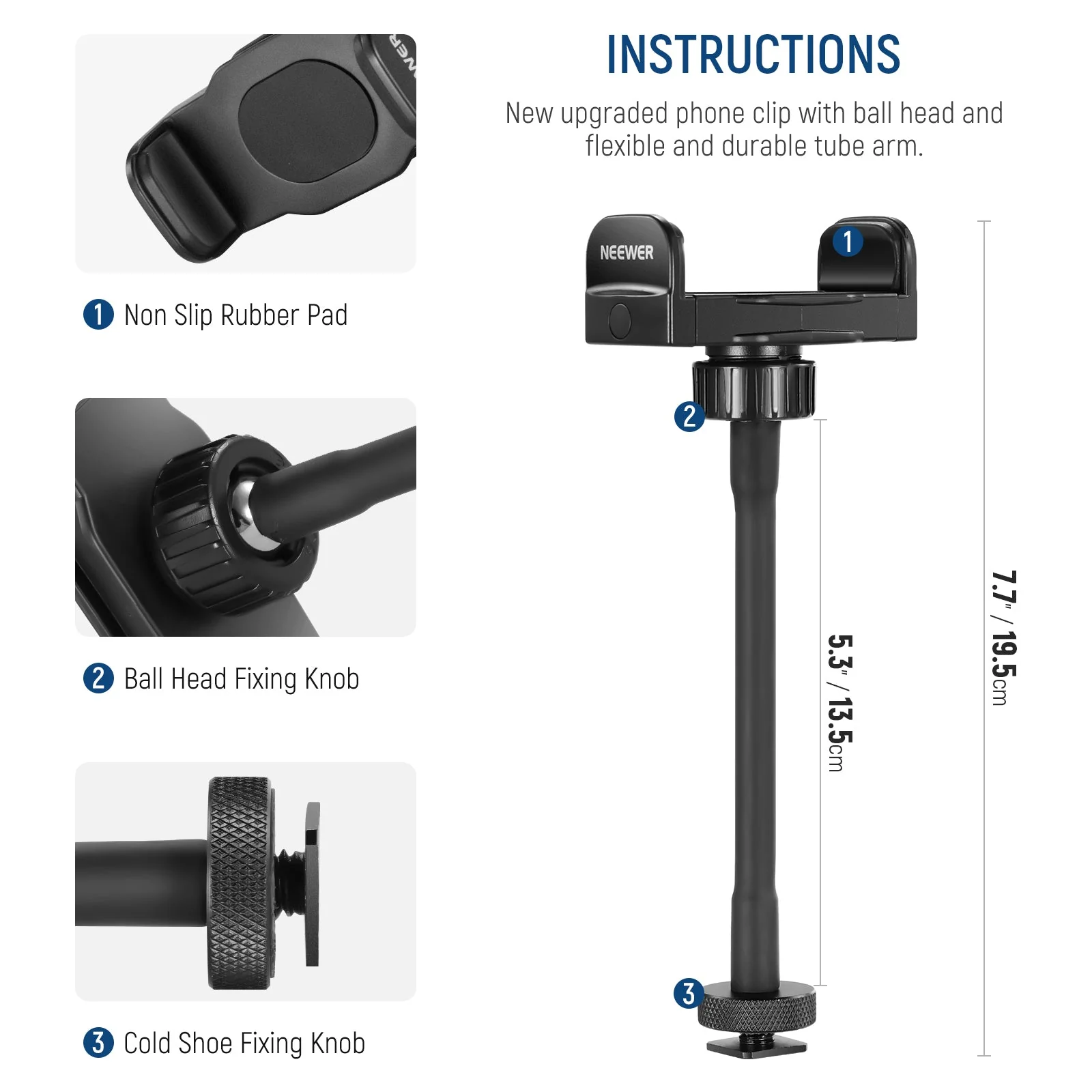 NEEWER SP-09 2.56"-3.74" 360°  Flexibler Handyhalter - Image 5