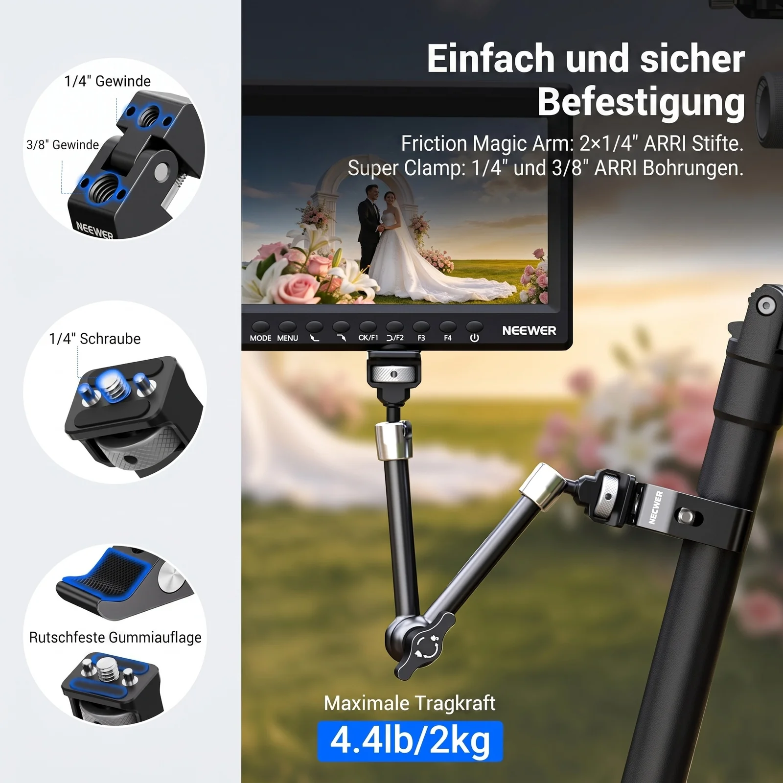 NEEWER ST07C/ST16C Magic Arm mit Super Clamp Set - Image 11