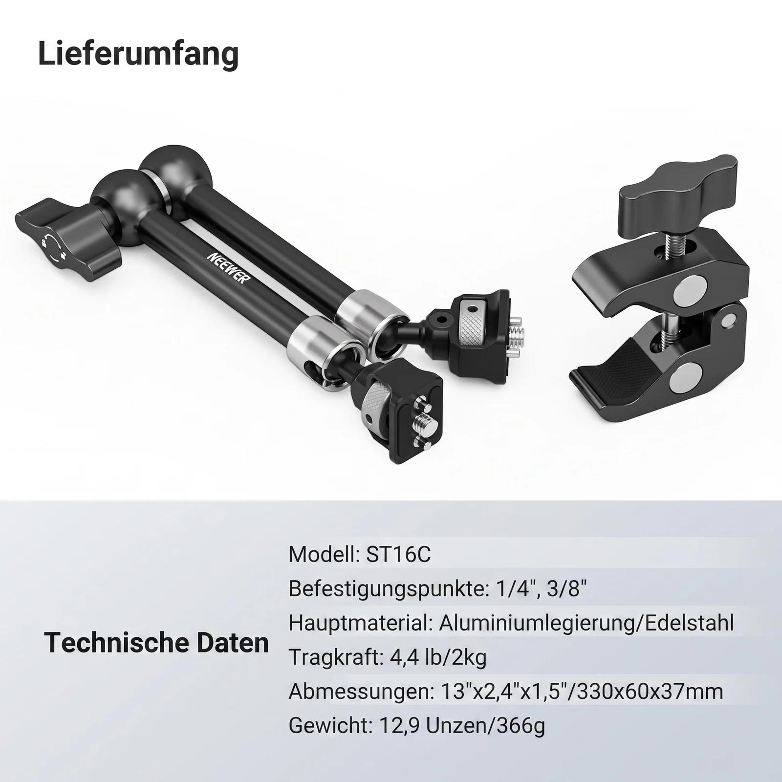 NEEWER ST07C/ST16C Magic Arm mit Super Clamp Set - Image 15