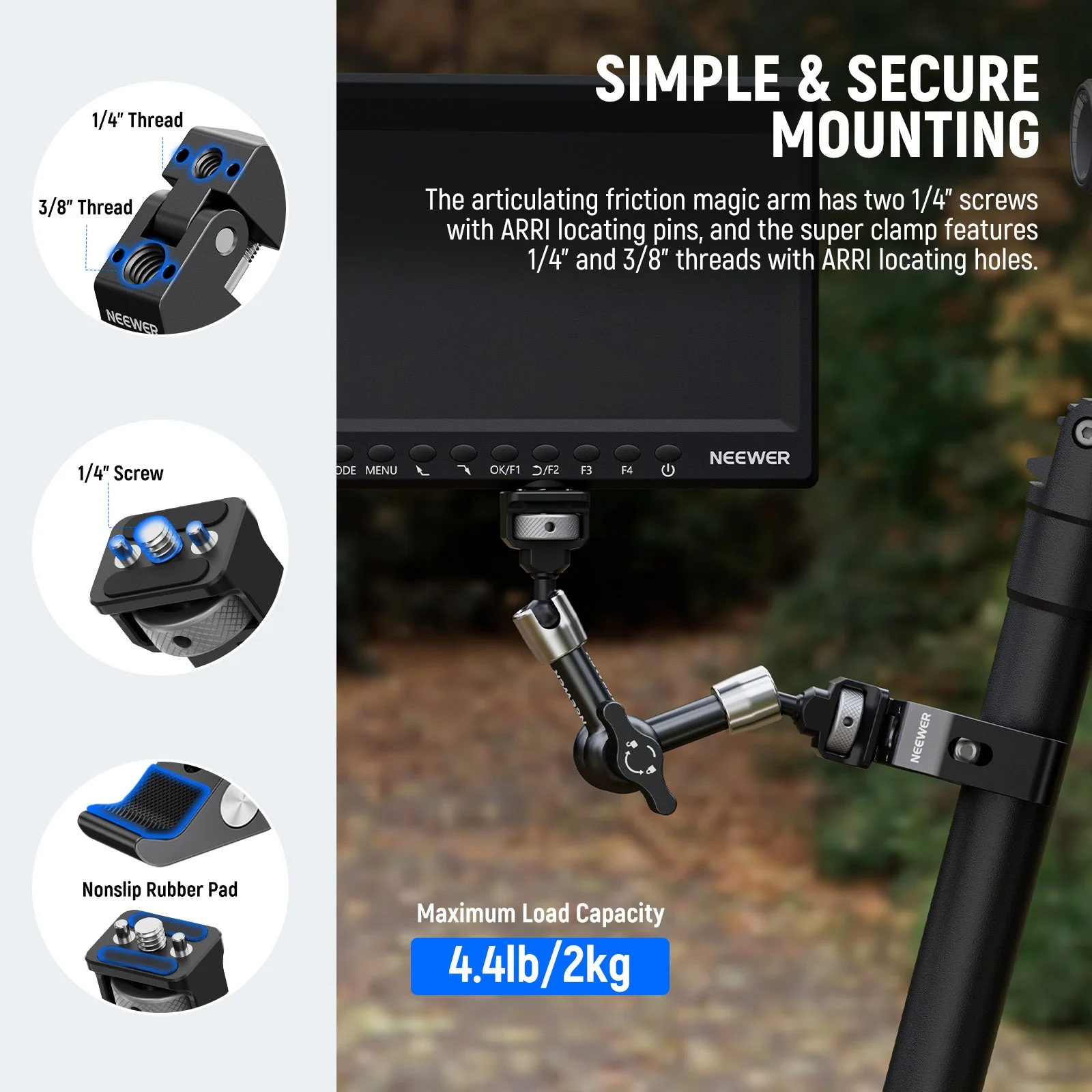NEEWER ST07C/ST16C Magic Arm mit Super Clamp Set - Image 4