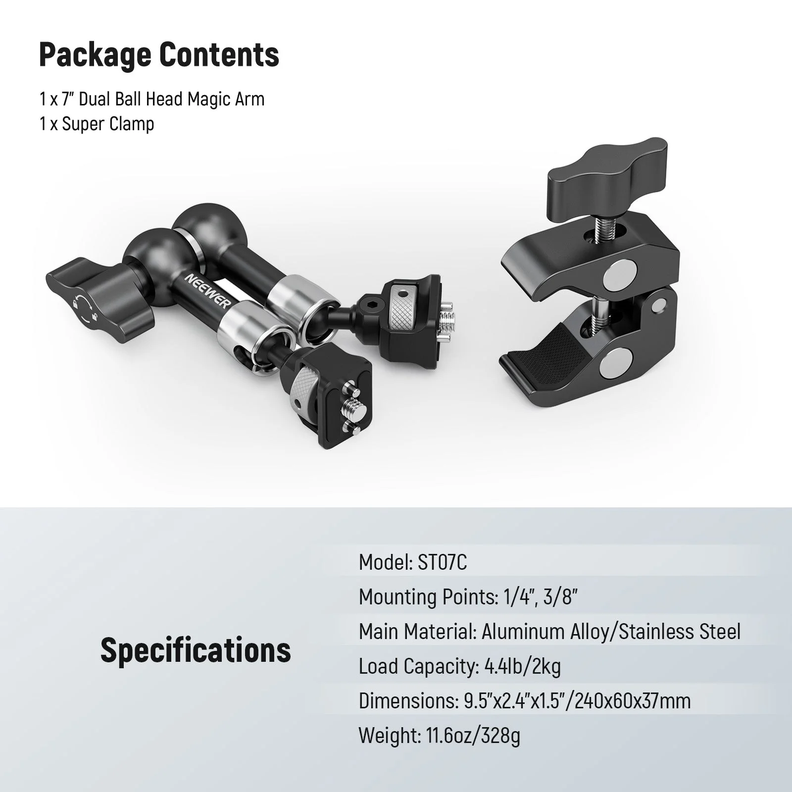 NEEWER ST07C/ST16C Magic Arm mit Super Clamp Set - Image 7