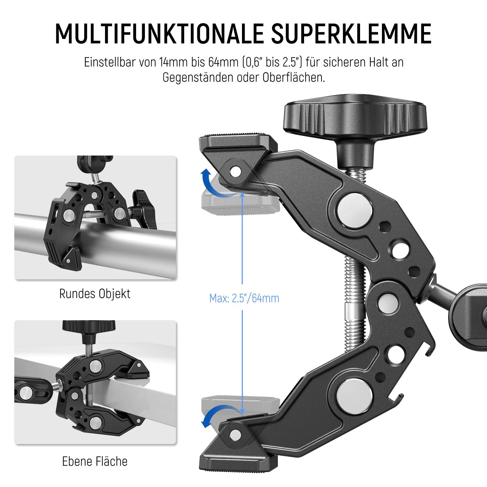 NEEWER ST83 Super Klemme mit 3" Dual Kugelkopf Magic-Arm - Image 3