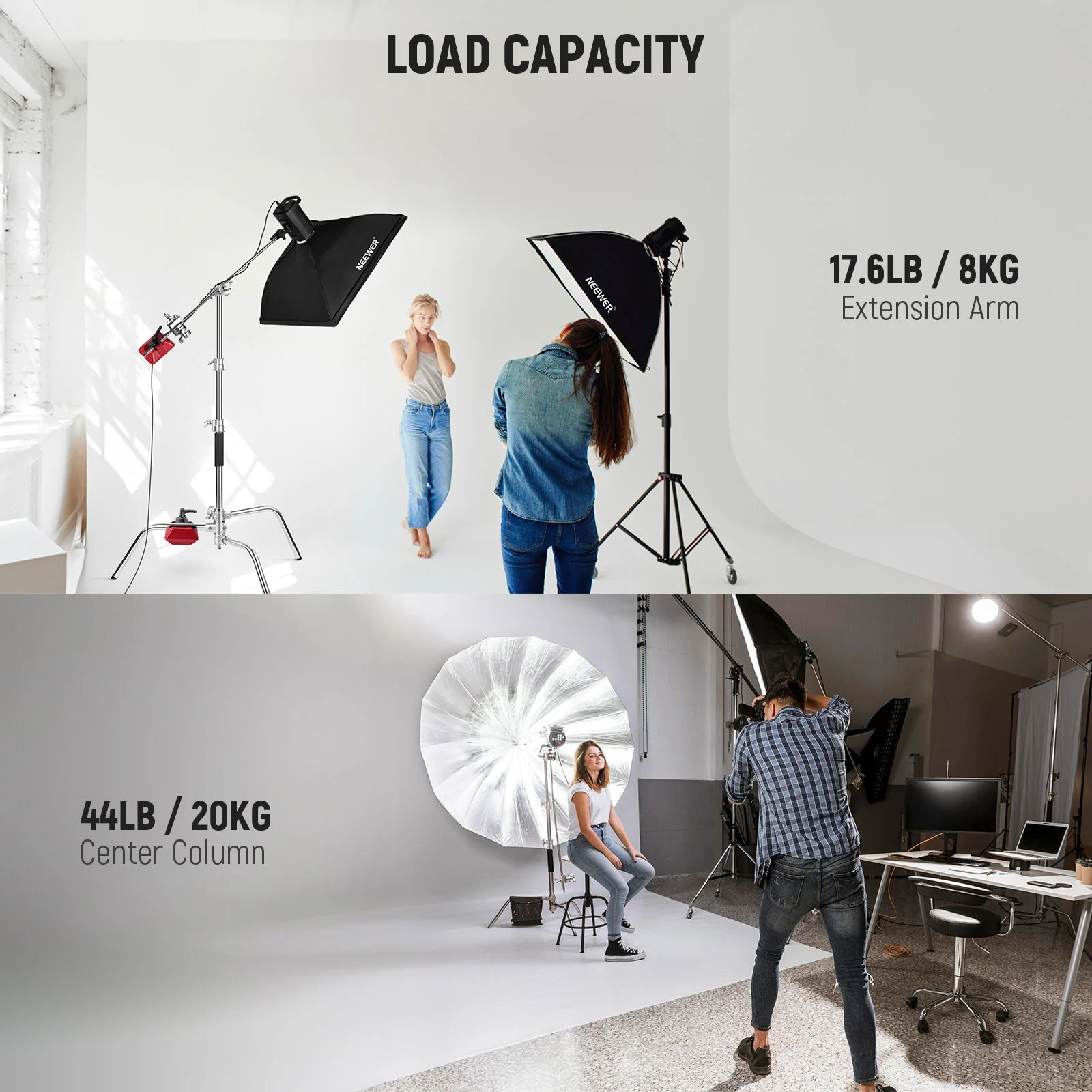 NEEWER SC172 172cm 100% Edelstahl Heavy Duty C-Stand - Image 9