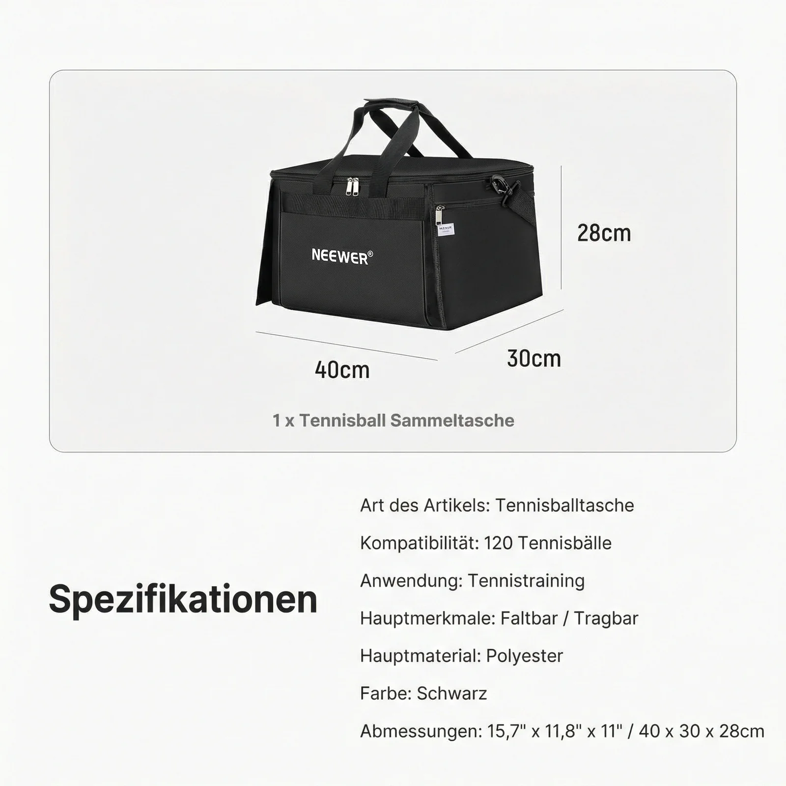 NEEWER TB03B Tennisball-Sammler Tragetasche - Image 9