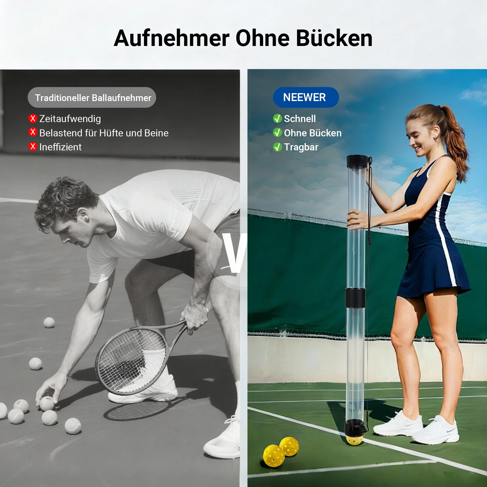 NEEWER TB03Z Ballsammelröhre für Tennisbälle und Pickleballs - Image 3