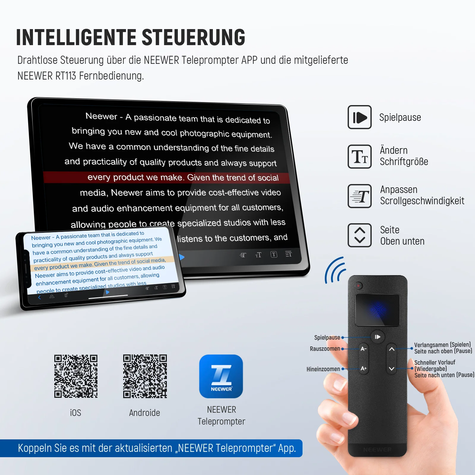 NEEWER X17 II Teleprompter mit  RT113 Fernbedienung und APP Steuerung - Image 4