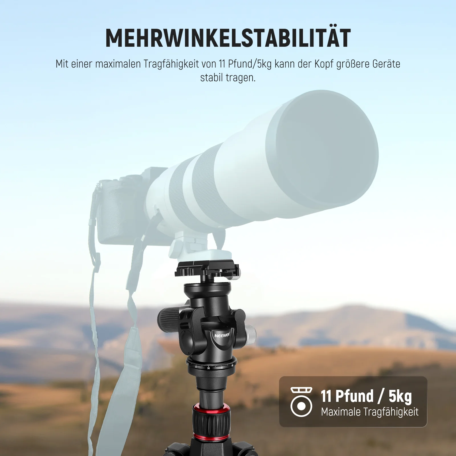 NEEWER TH03 Video Kamera Stativ Schwenk Neigekopf - Image 7