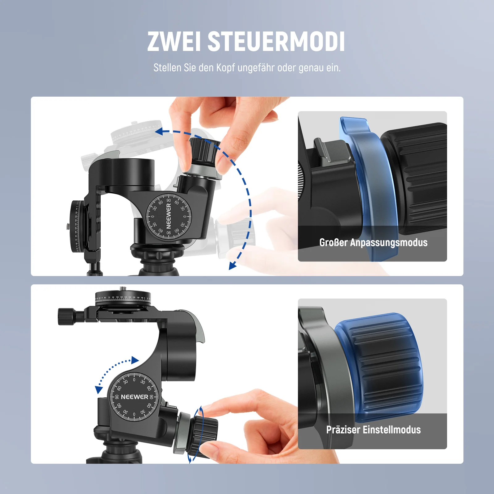 NEEWER TH15/TH16 3 Weg Getriebe Stativkopf - Image 3