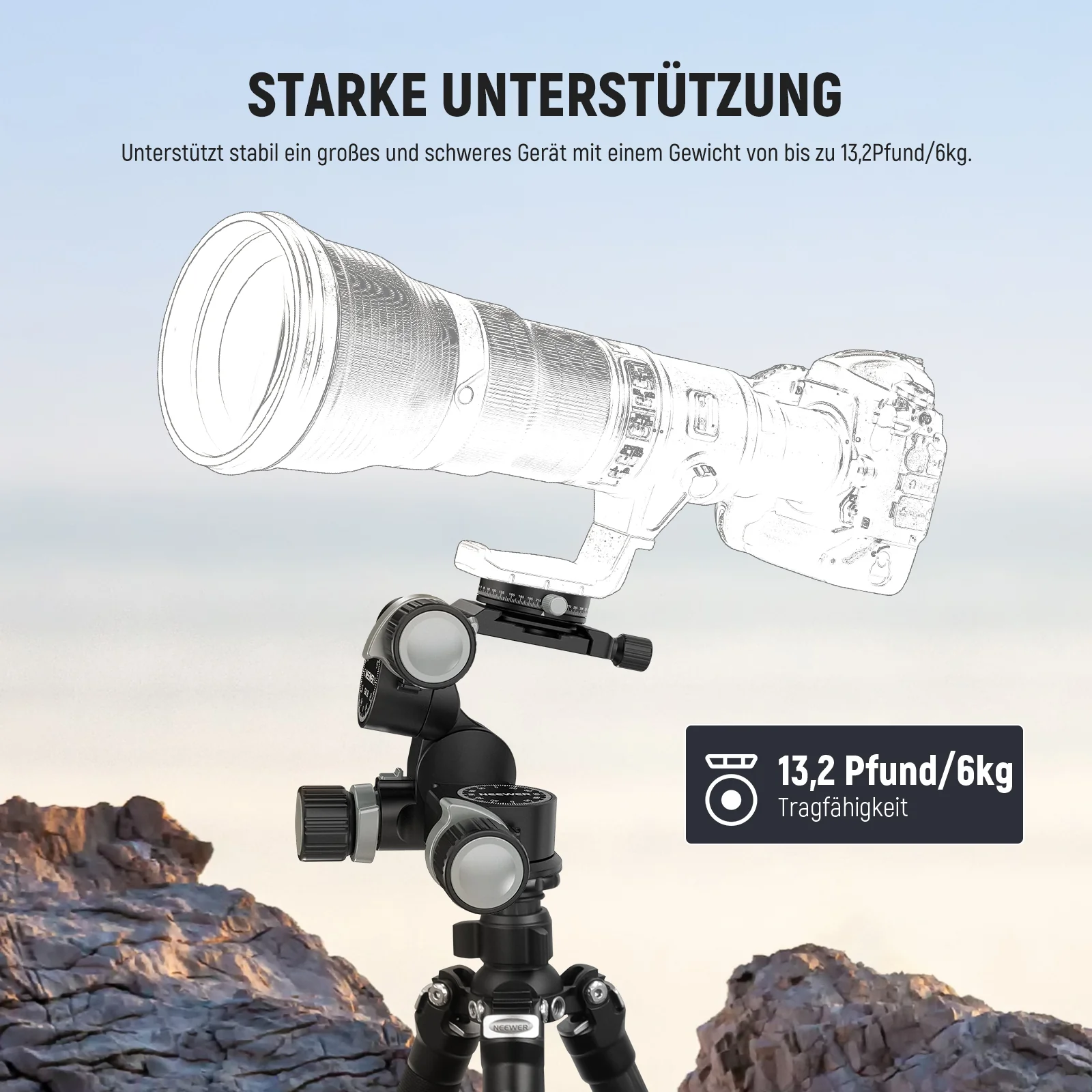 NEEWER TH15/TH16 3 Weg Getriebe Stativkopf - Image 7