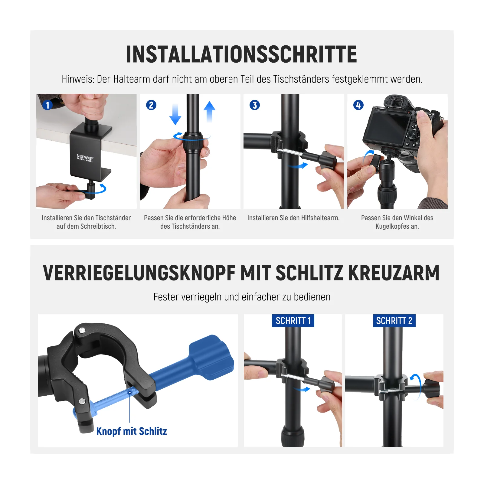 NEEWER TL253A+MH022 Verbesserter Tisch Kamerastativ mit flexiblem Arm - Image 9