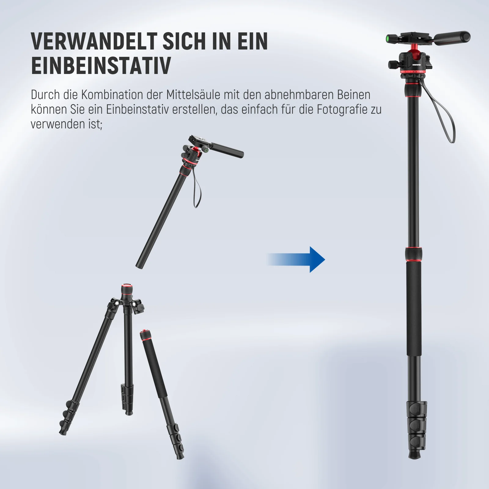 NEEWER TP08 77"/196cm Kamerastativ Einbeinstativ - Image 6