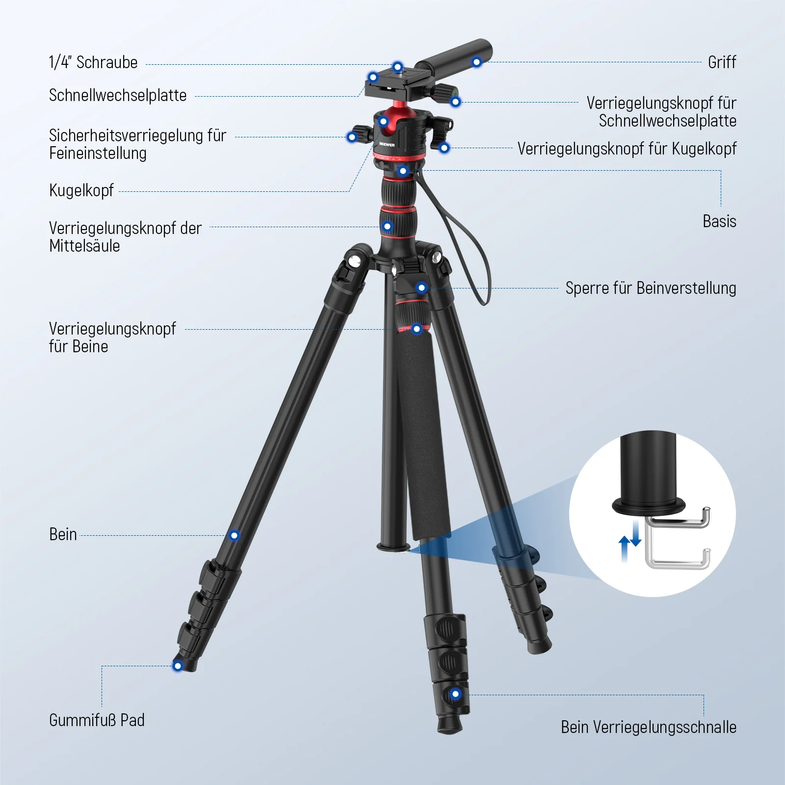 NEEWER TP08 77"/196cm Kamerastativ Einbeinstativ - Image 8