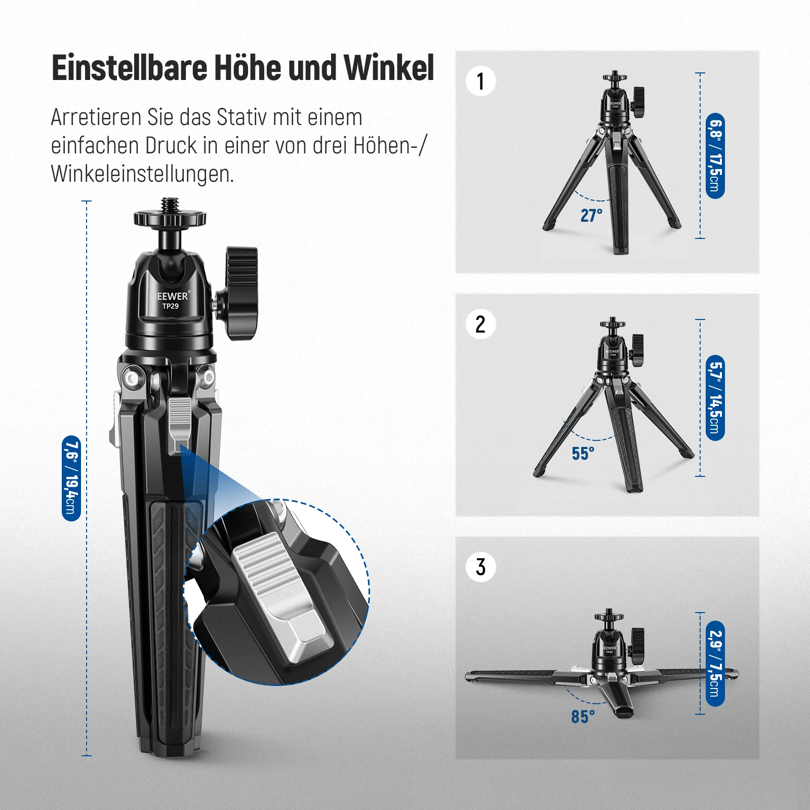 NEEWER TP29 Mini Tischstativ aus Metall mit 360° Kugelkopf - Image 5