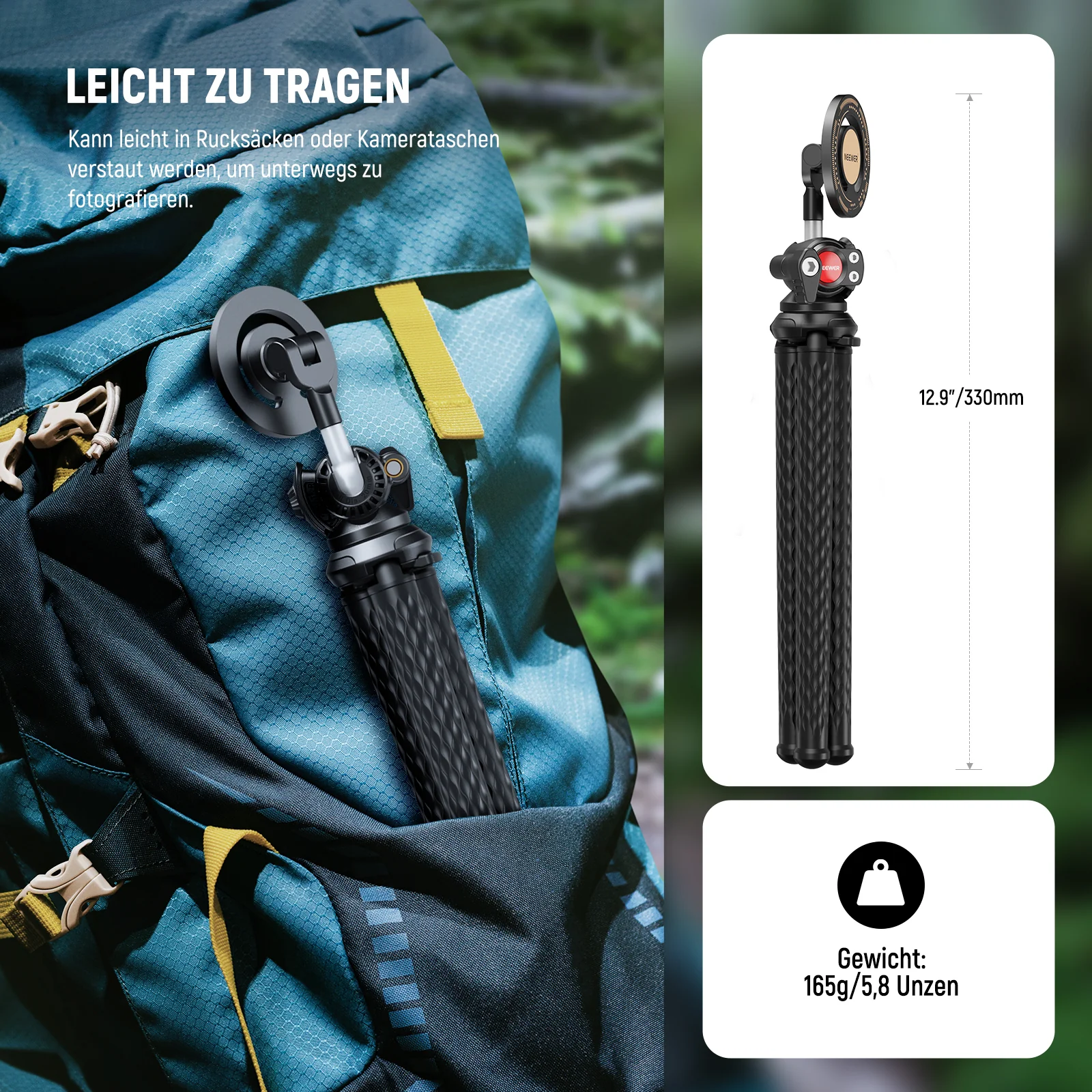 NEEWER TP33 Flexibles Smartphone-Stativ mit Magnet-Halterung - Image 7