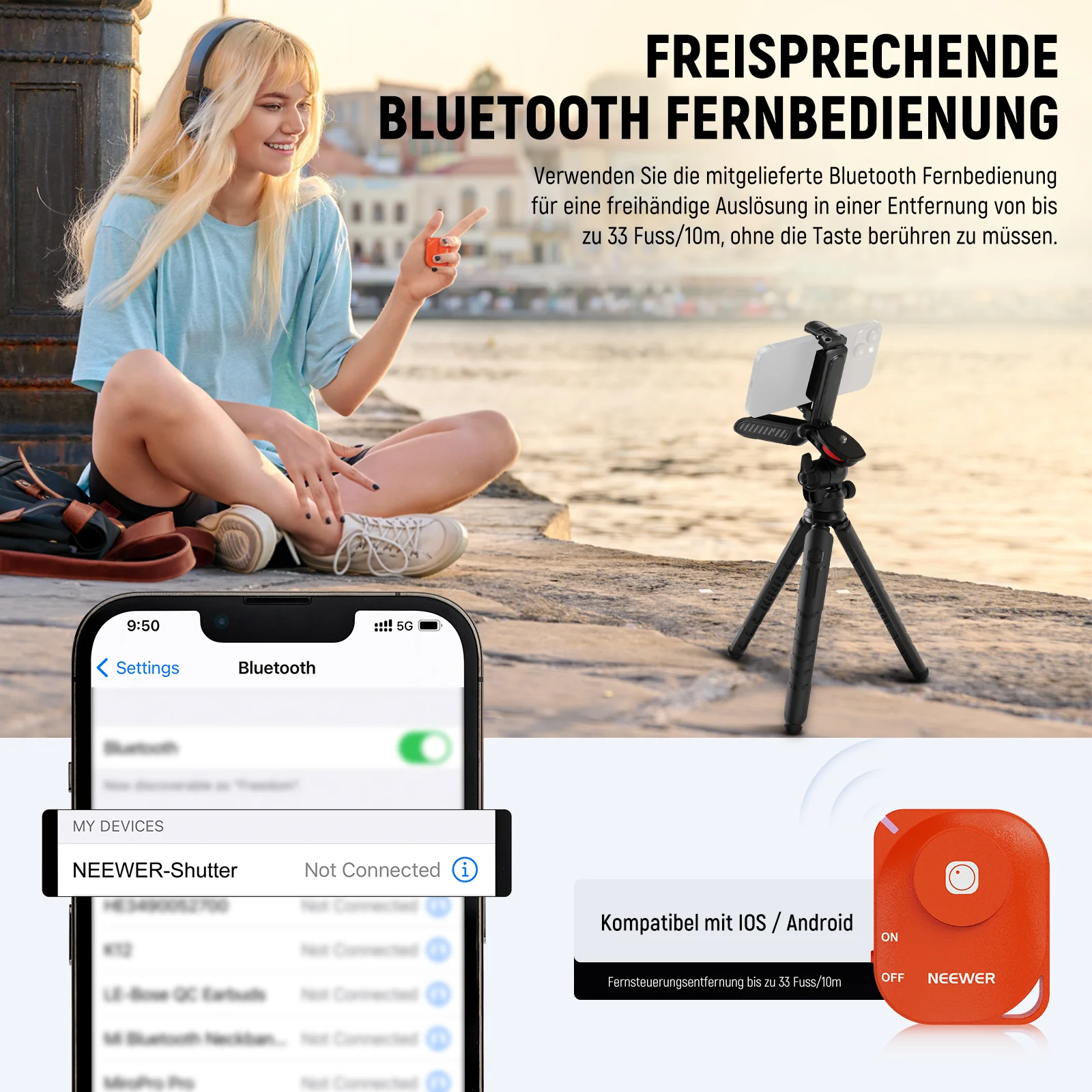 NEEWER TP36 Flexibles Mini-Stativ mit 2-in-1 Griff & Handyhalterung - Image 4