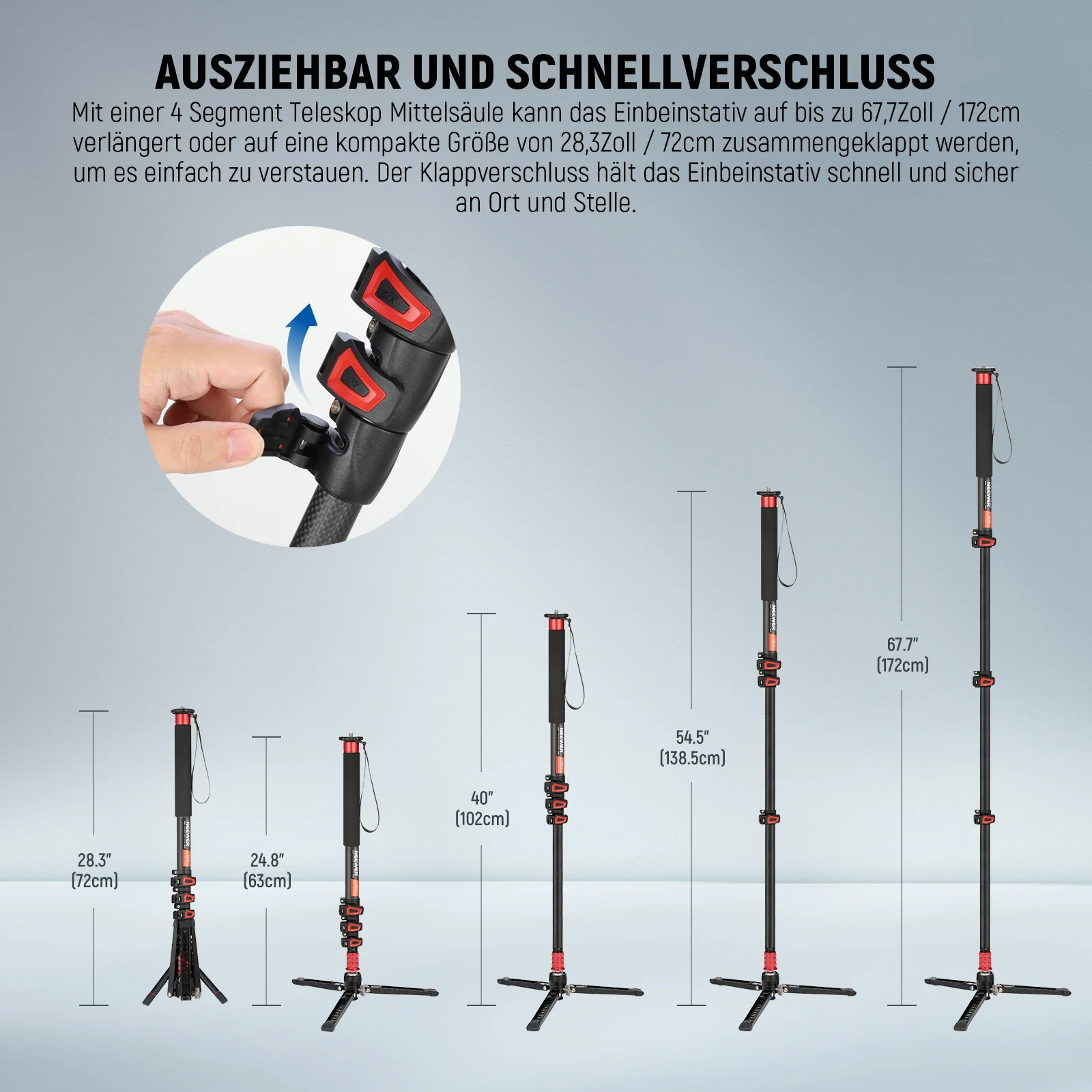 NEEWER TP71 67.7" 172cm Pro Kohlefaser Einbeinstativ - Image 16