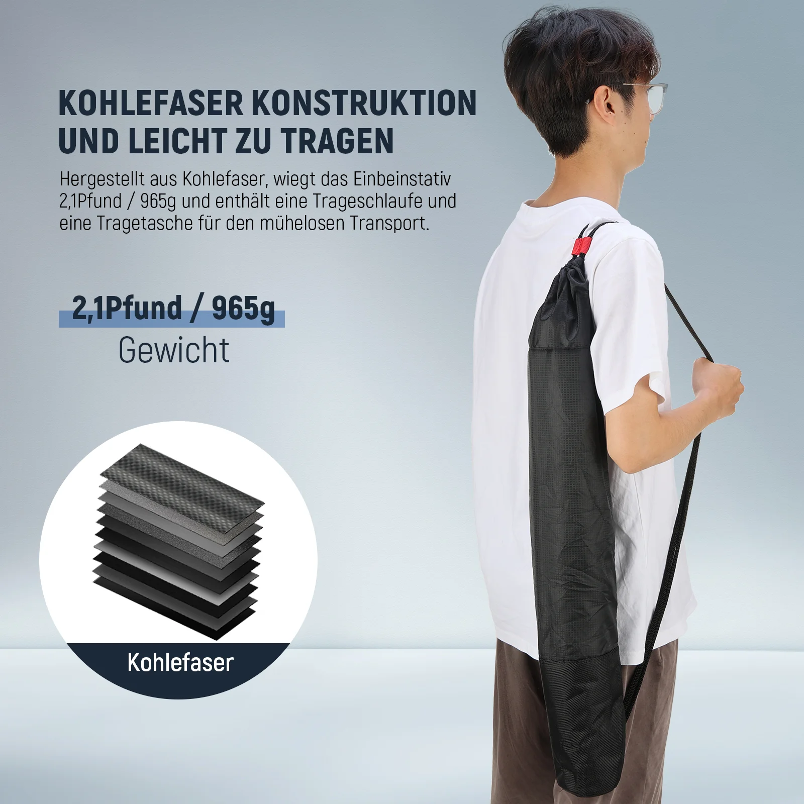 NEEWER TP71 67.7" 172cm Pro Kohlefaser Einbeinstativ - Image 17