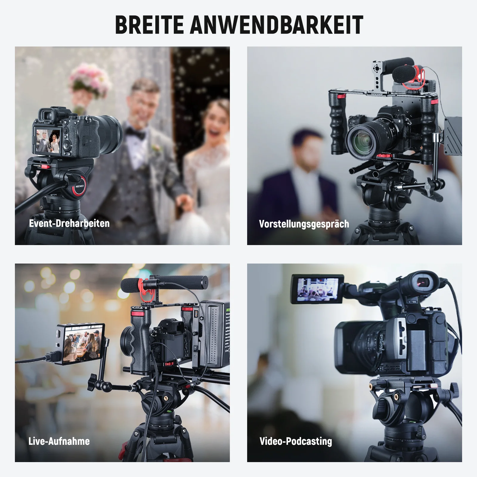 NEEWER TP74 74" 187cm Pro Aluminium Videostativ mit Fluidkopf - Image 8