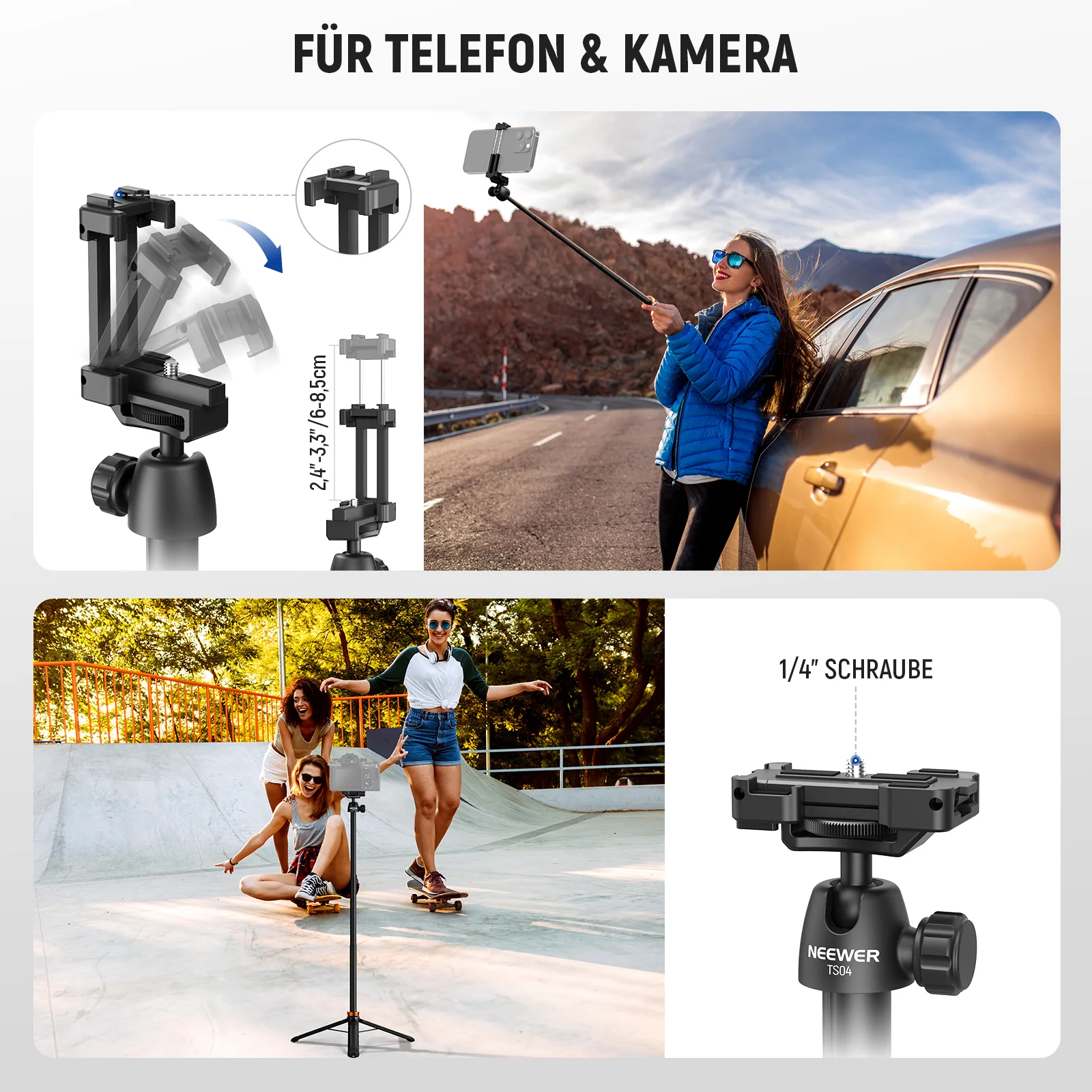 NEEWER BASICS TS04 59" 149,5cm Selfie Stick Stativ - Image 13