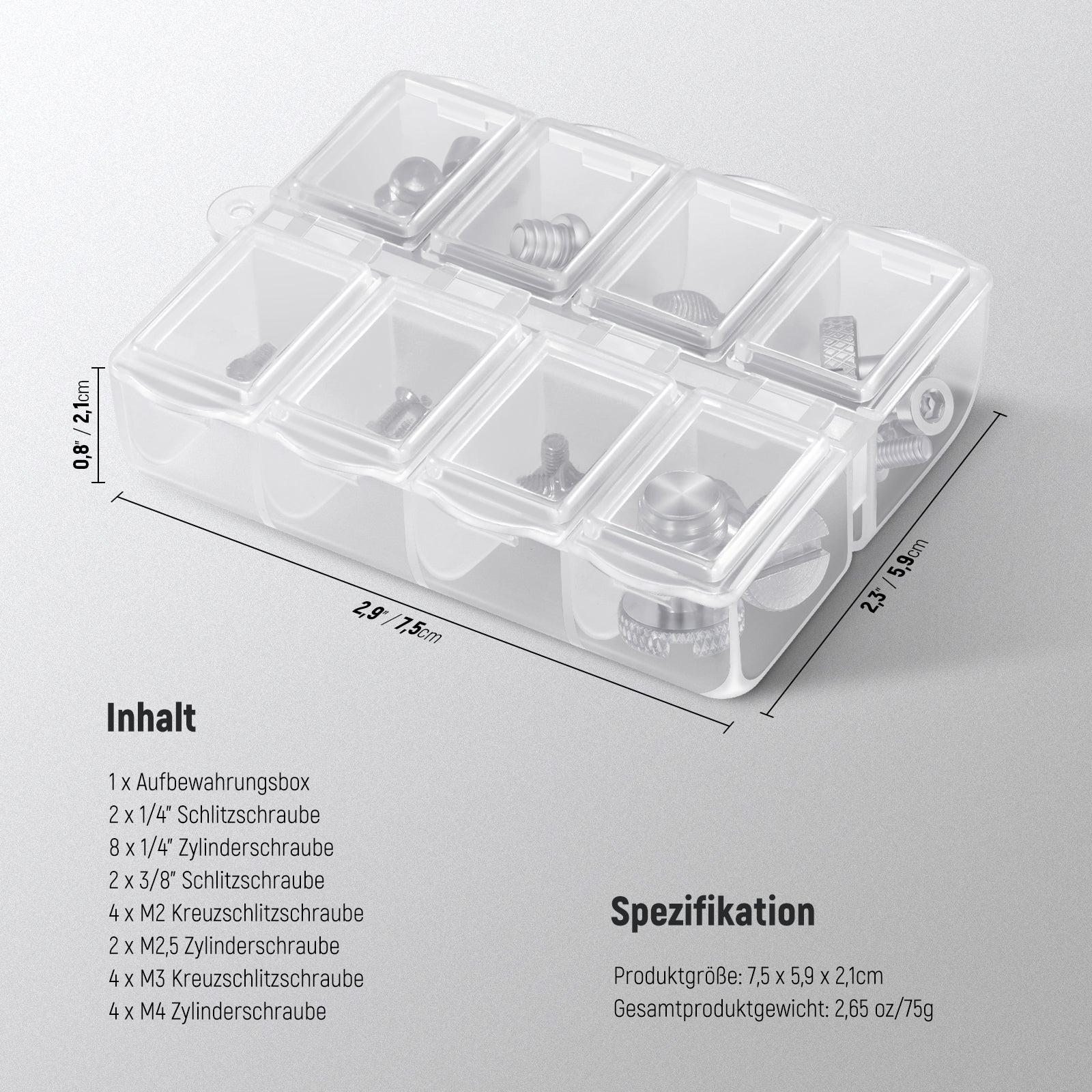 NEEWER UA002 26-Stk. Kamera Schrauben Set für Kamerazubehör - Image 7