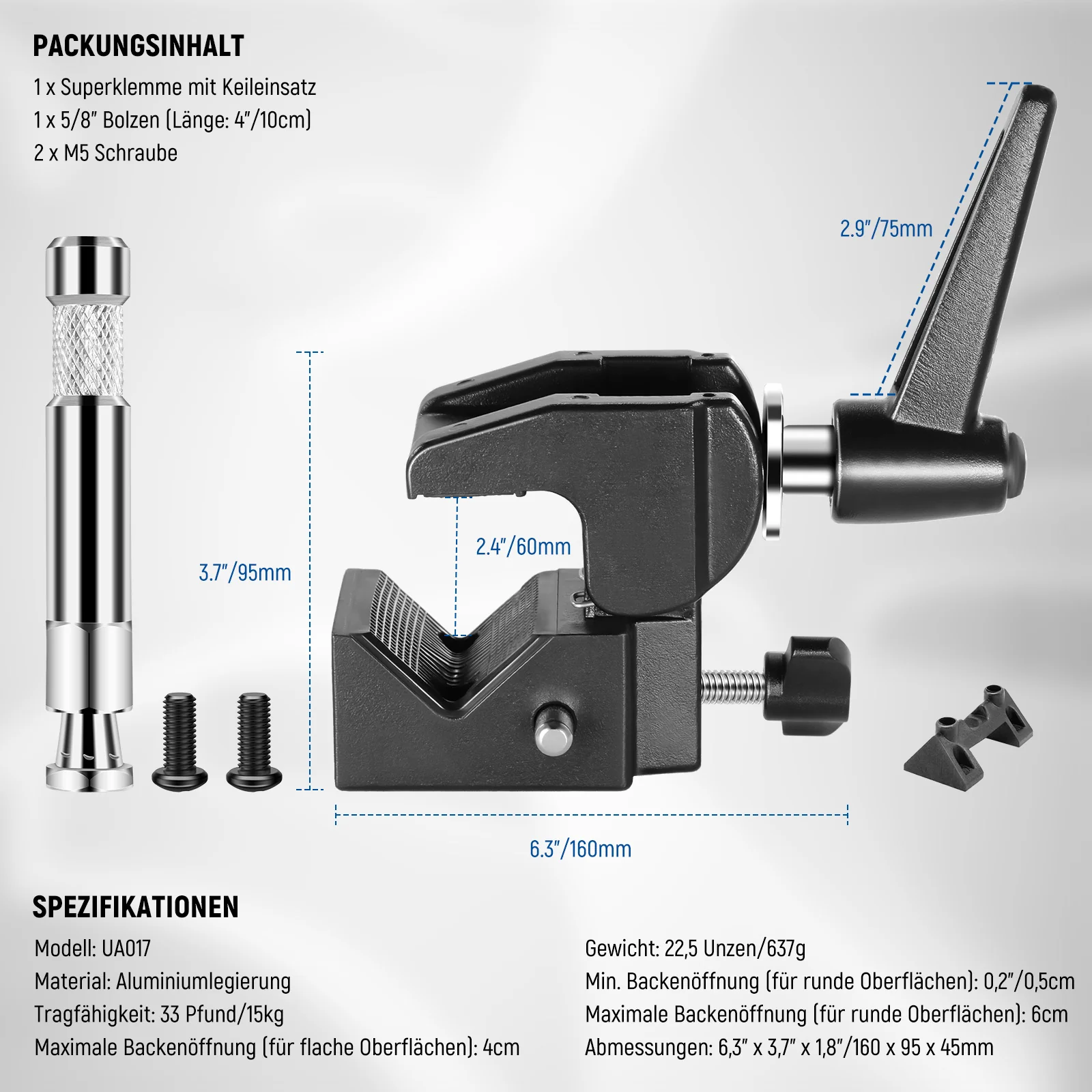 NEEWER UA017 Robuste Super Clamp - Image 9
