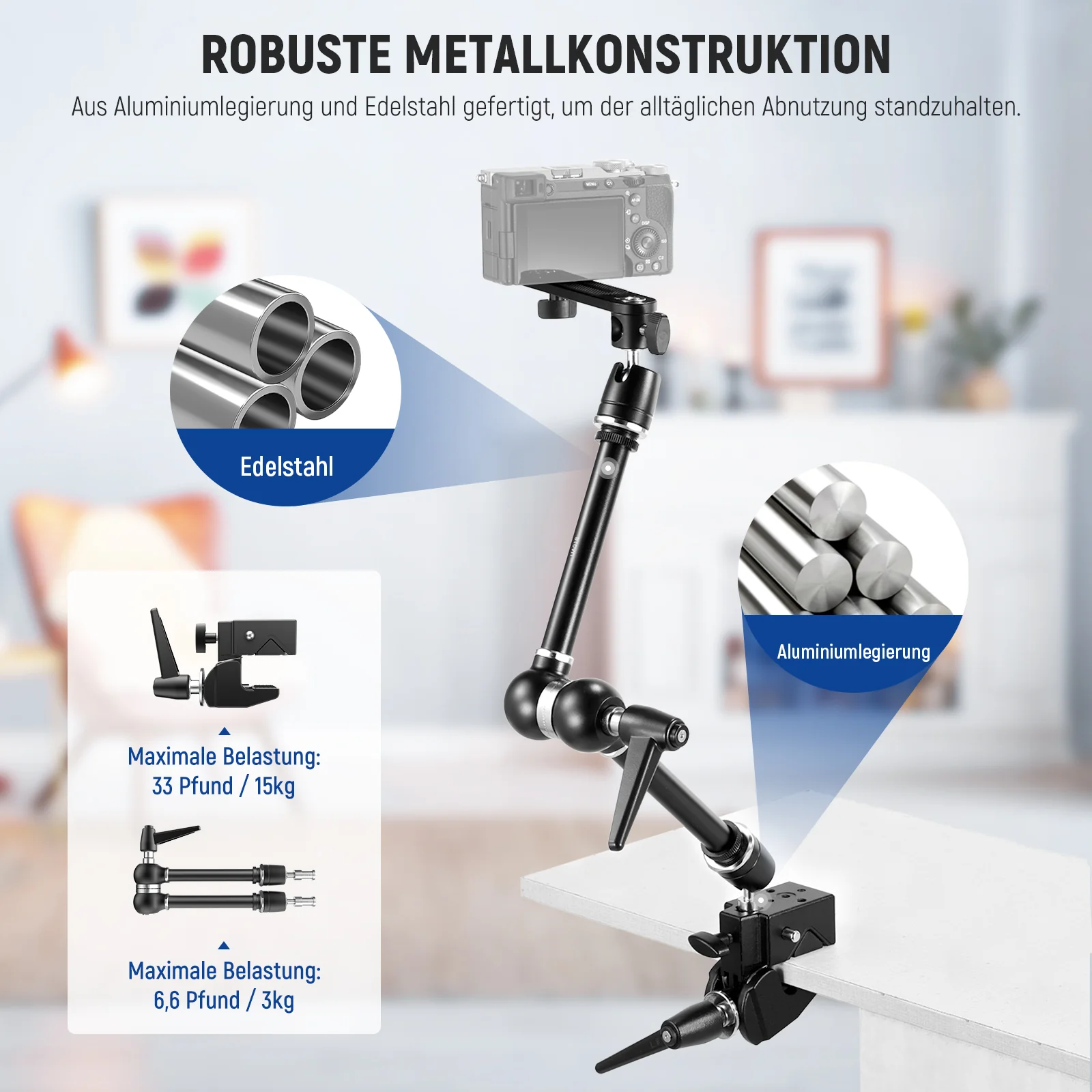 NEEWER UA018 53cm Magischer Arm Kamera Halterung mit Superklemme - Image 6