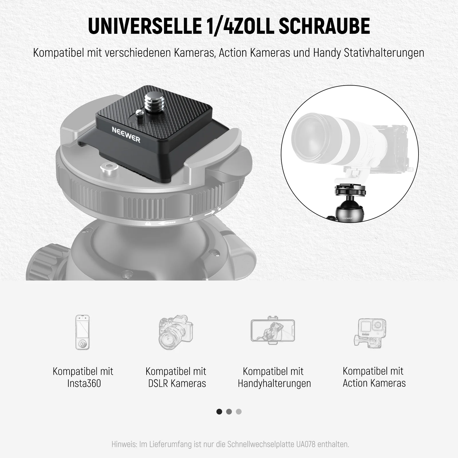 NEEWER UA078 Arca Type Schnellwechselplatte mit 1/4" Schraube - Image 3