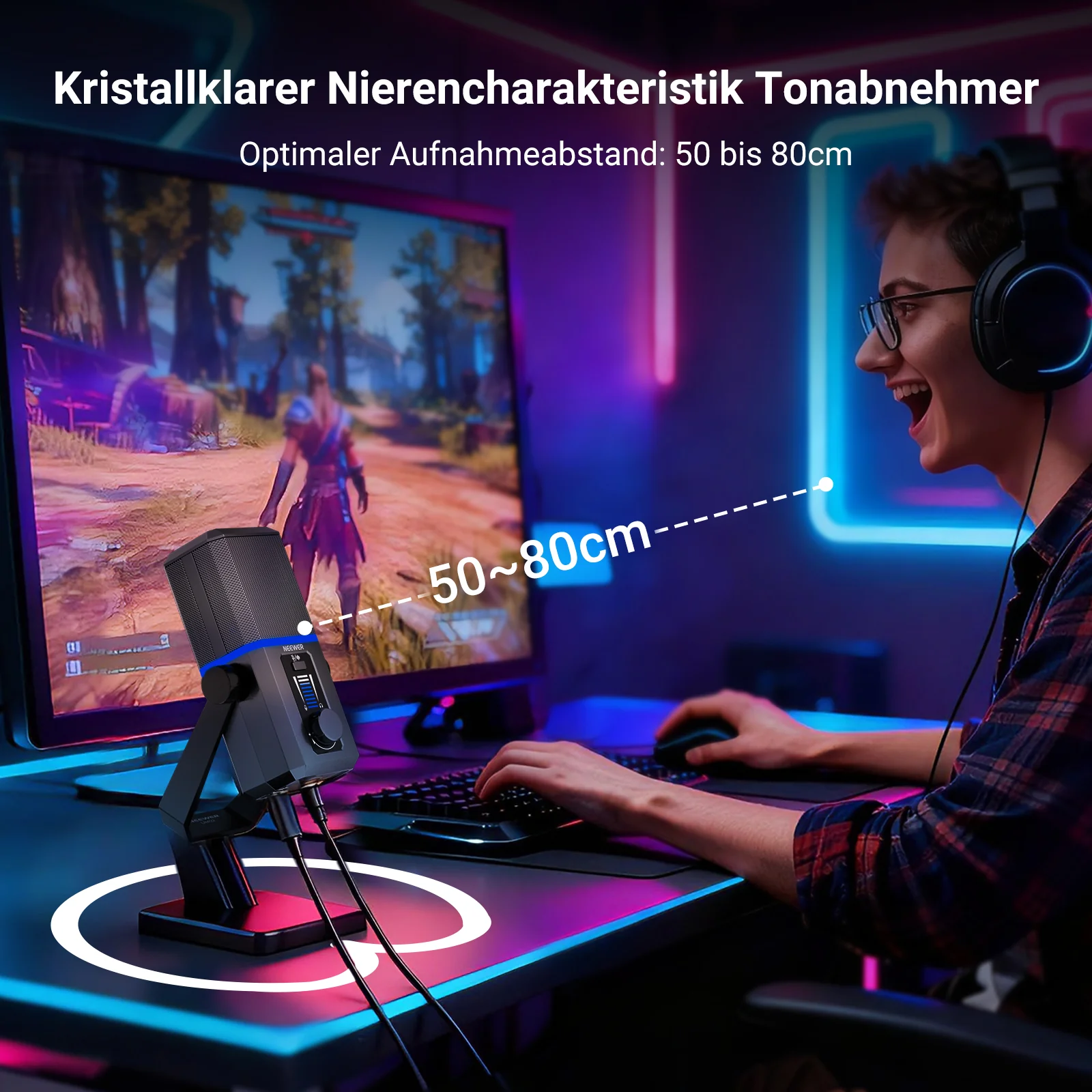 NEEWER UM02 RGB USB Mikrofon für Gaming Streaming Podcasts - Image 7