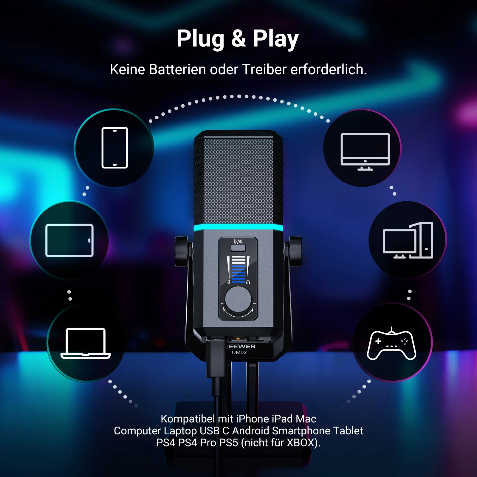 NEEWER UM02 RGB USB Mikrofon für Gaming Streaming Podcasts - Image 8